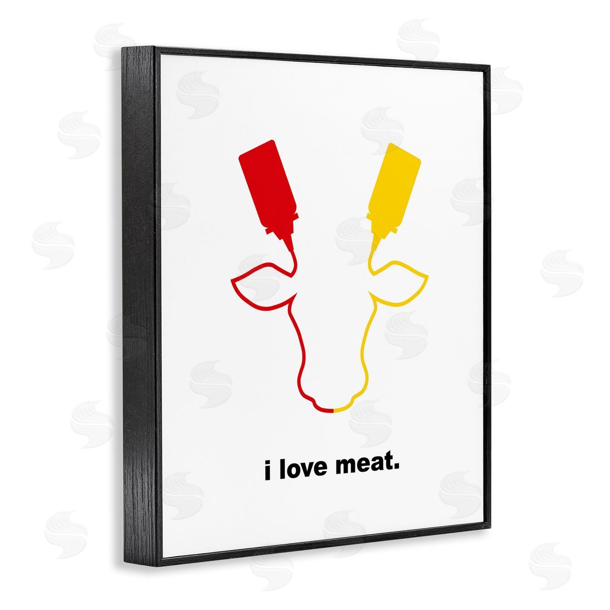 Bellassai Art Ketchup & Mustard I Love Meat Black Frame Giclee Wall Art Print