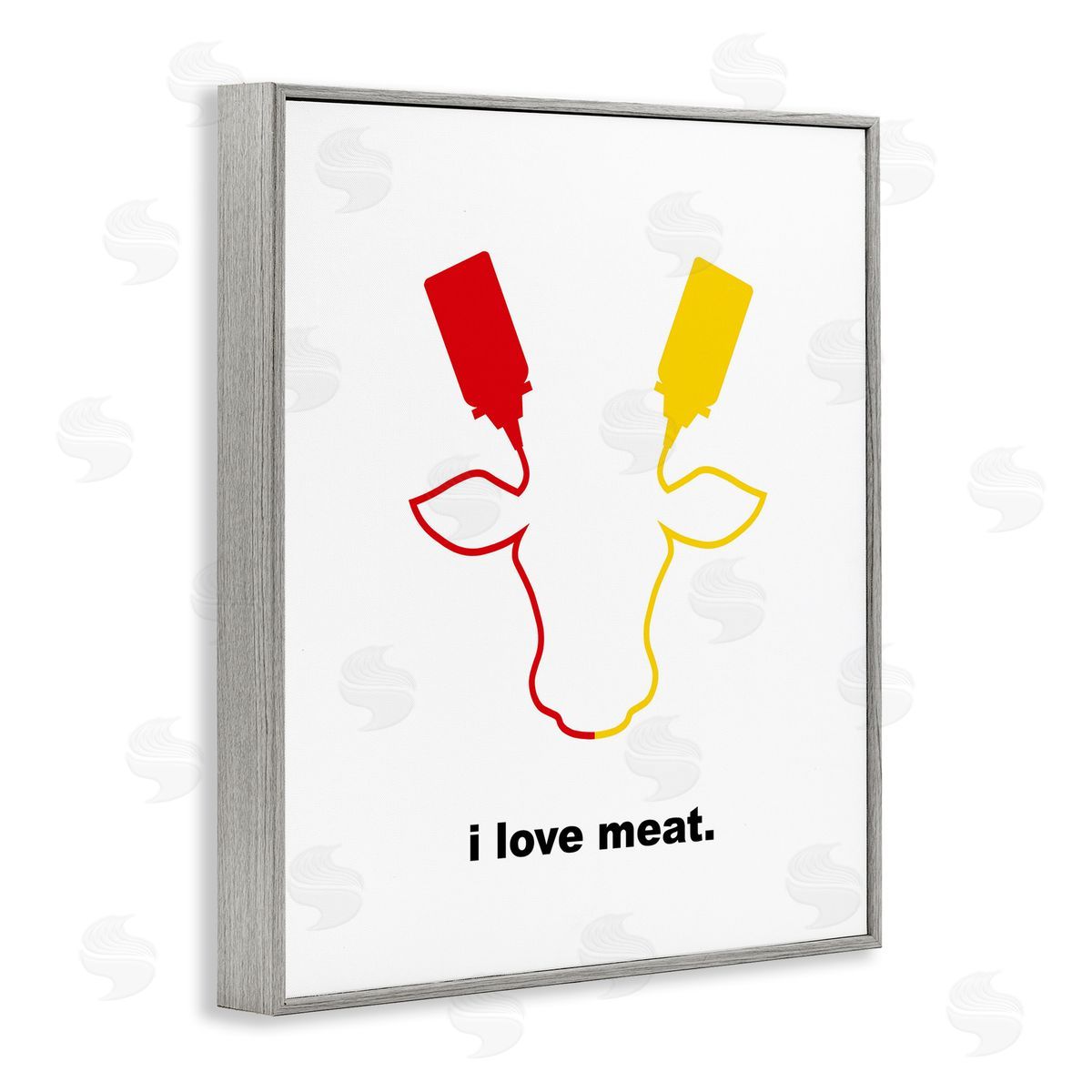 Bellassai Art Ketchup & Mustard I Love Meat Gray Frame Giclee Wall Art Print