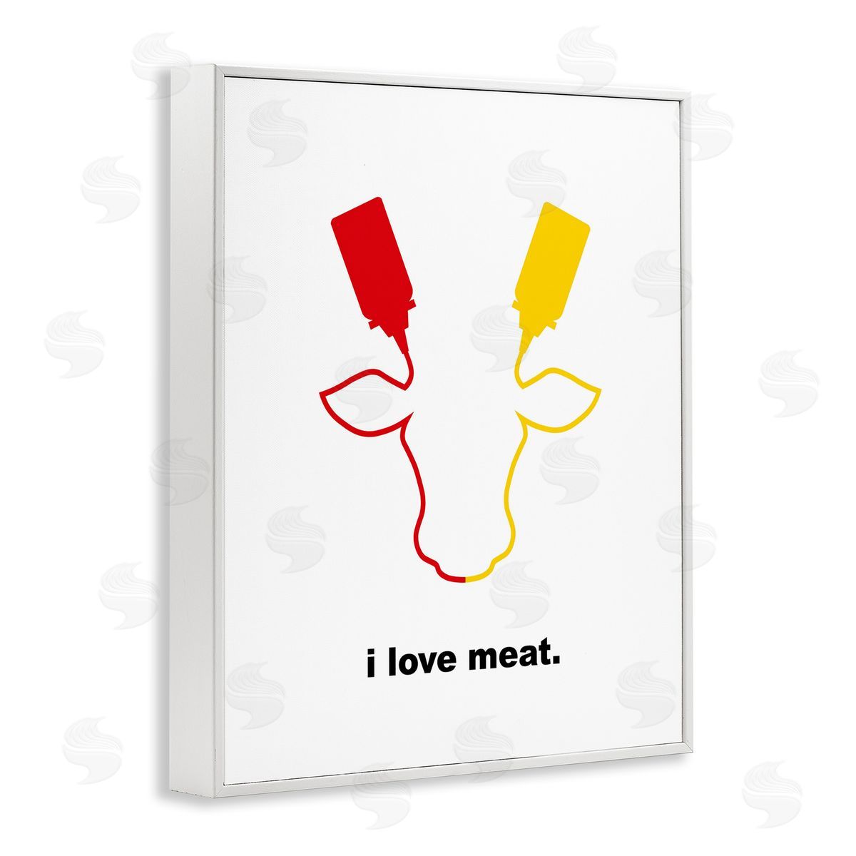 Bellassai Art Ketchup & Mustard I Love Meat White Frame Giclee Wall Art Print