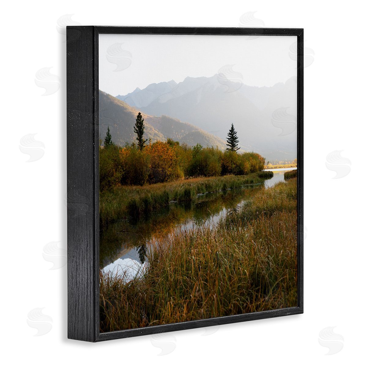 Carol Robinson Soothing Grassy Bog Stream Mountains Landscape  Black Framed Glicee Wall Art Print