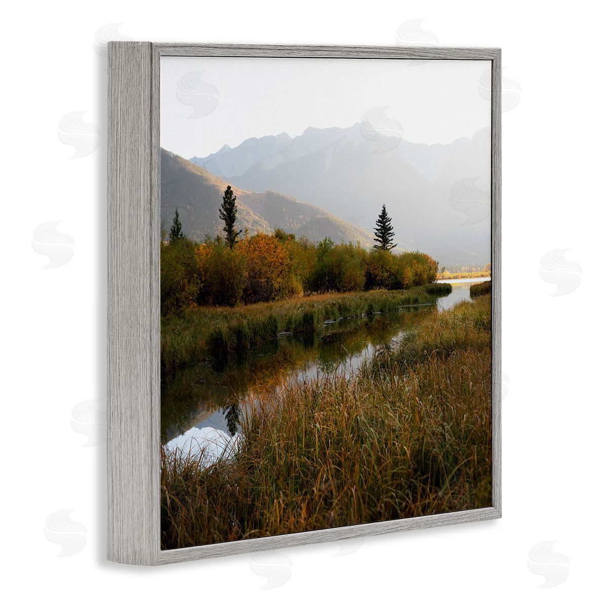 Carol Robinson Soothing Grassy Bog Stream Mountains Landscape  Gray Framed Glicee Wall Art Print