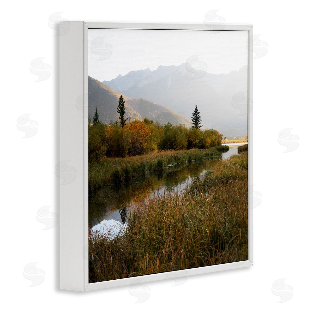 Carol Robinson Soothing Grassy Bog Stream Mountains Landscape  White Framed Glicee Wall Art Print