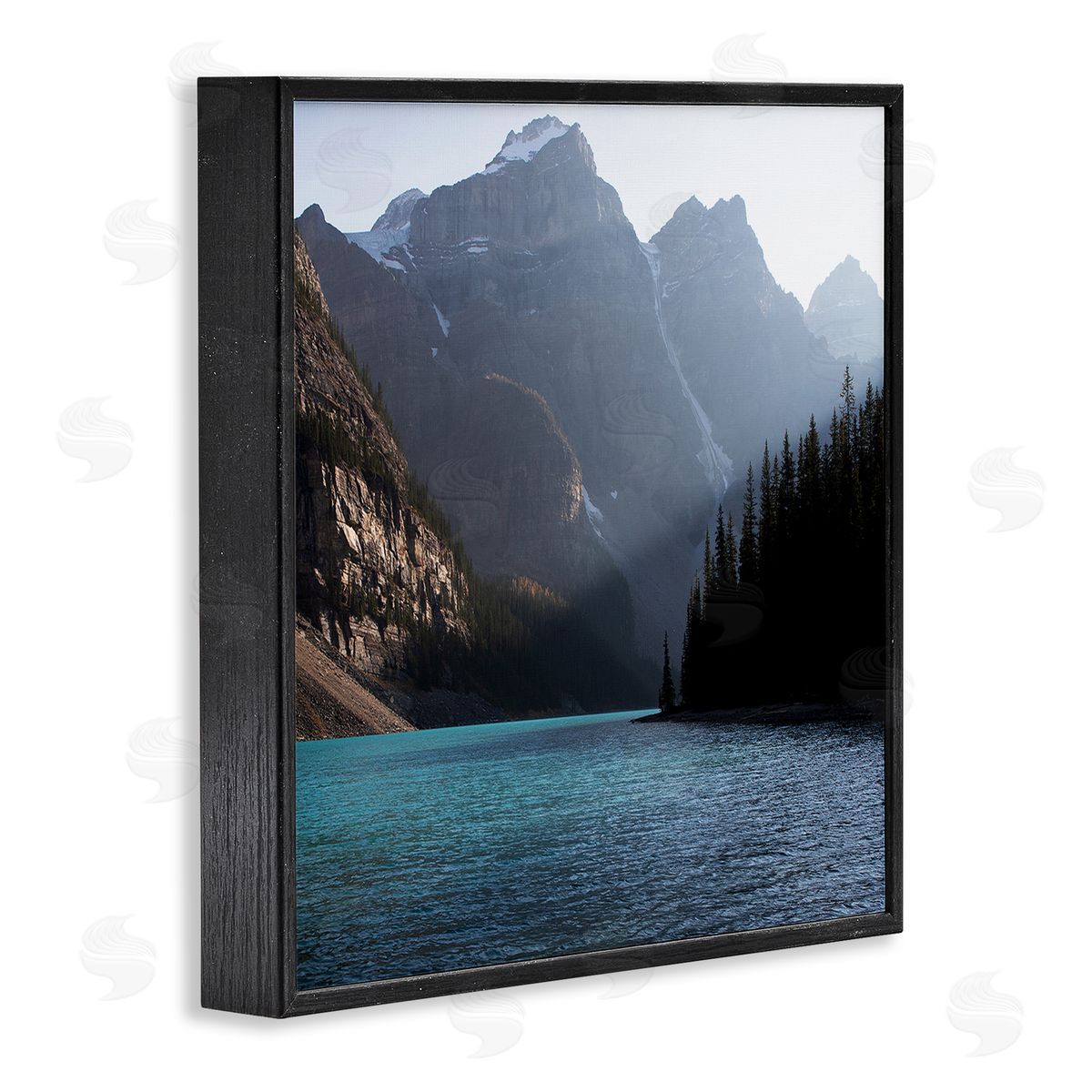 Carol Robinson Serene River Water Scene Foggy Mountains  Black Framed Glicee Wall Art Print