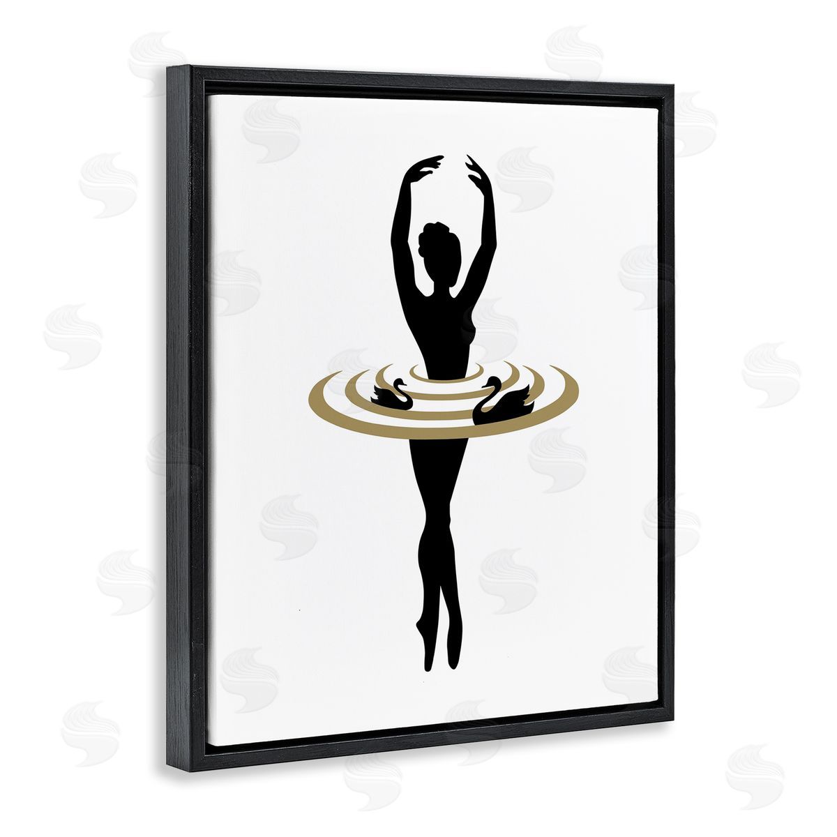 Bellassai Art Ballerina Dance Silhouette Black Floating Frame Canvas Wall Art Print