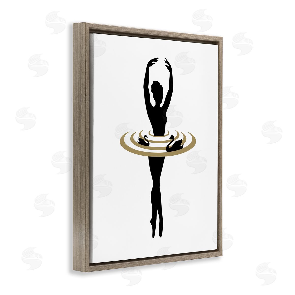 Bellassai Art Ballerina Dance Silhouette Brown Floating Frame Canvas Wall Art Print