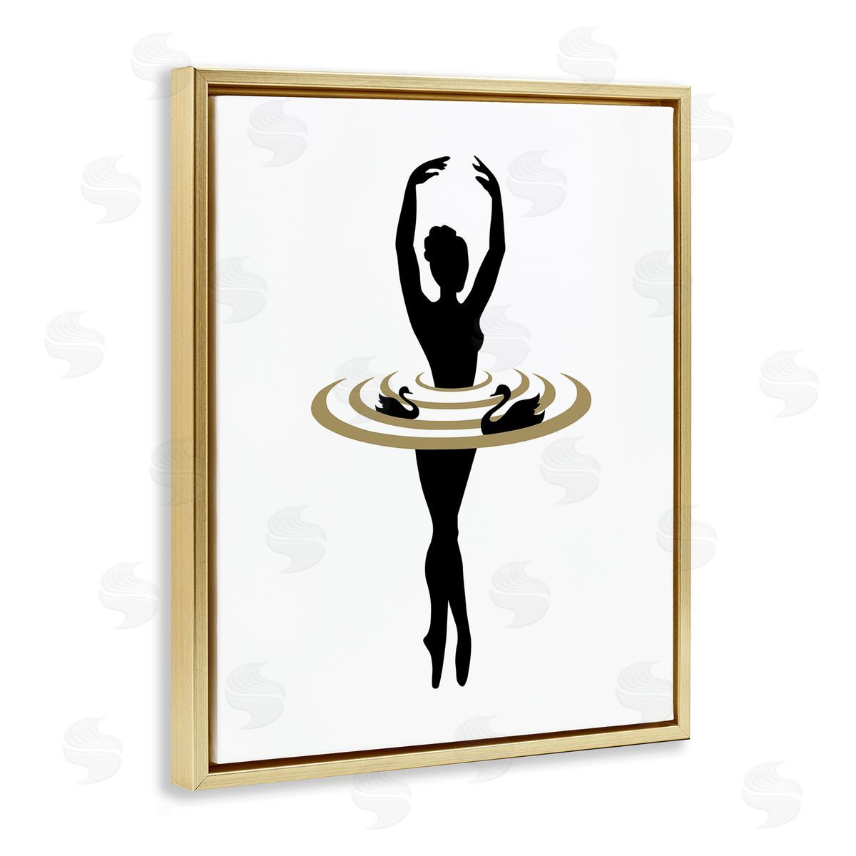 Bellassai Art Ballerina Dance Silhouette Gold Floating Frame Canvas Wall Art Print