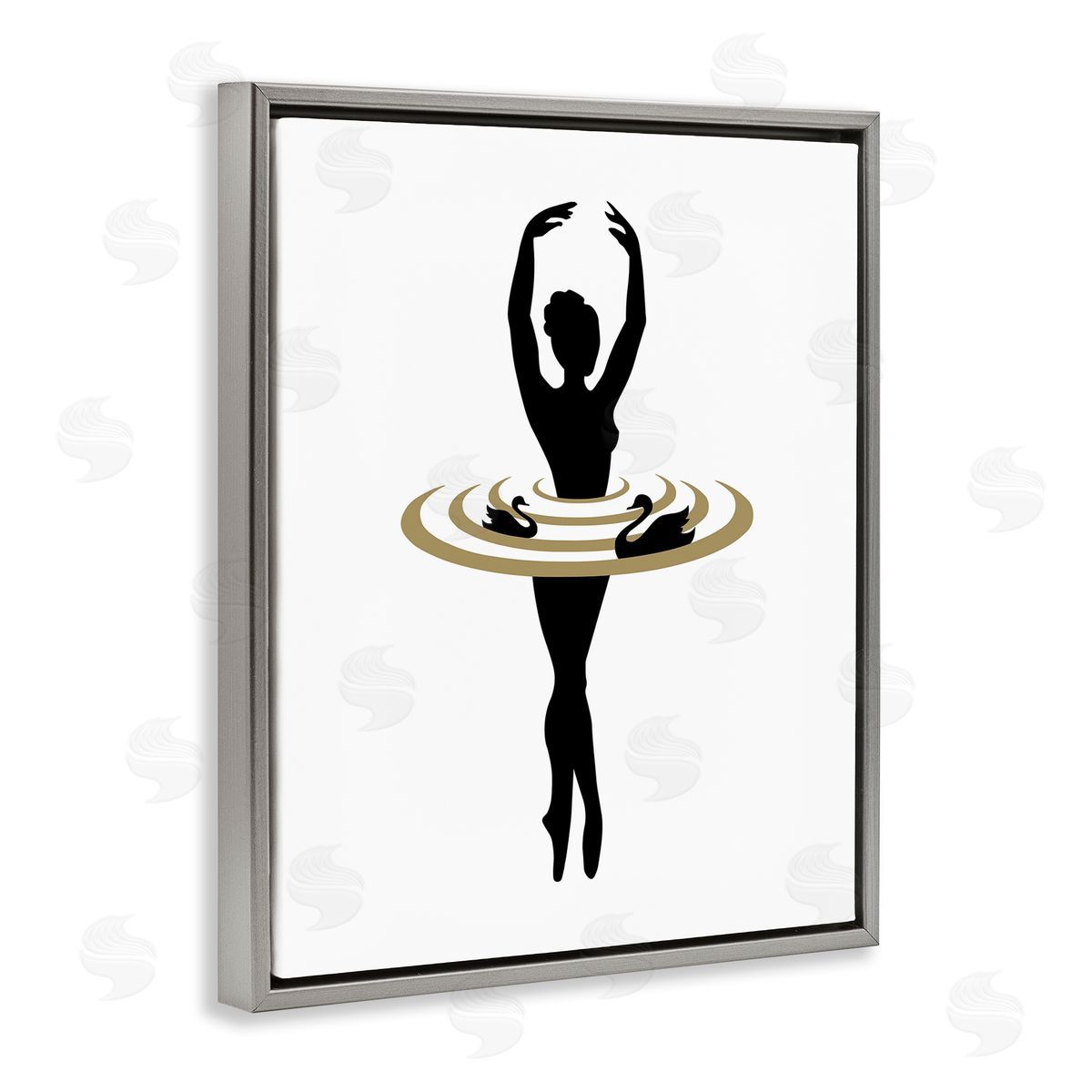 Bellassai Art Ballerina Dance Silhouette Gray Floating Frame Canvas Wall Art Print