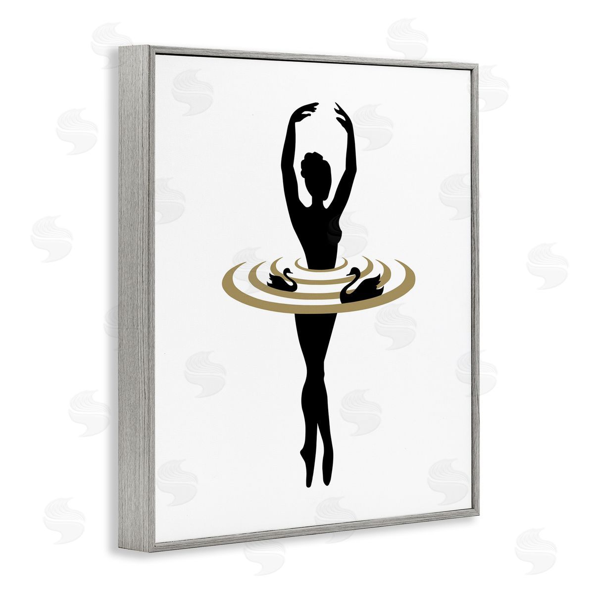 Bellassai Art Ballerina Dance Silhouette Gray Frame Giclee Wall Art Print