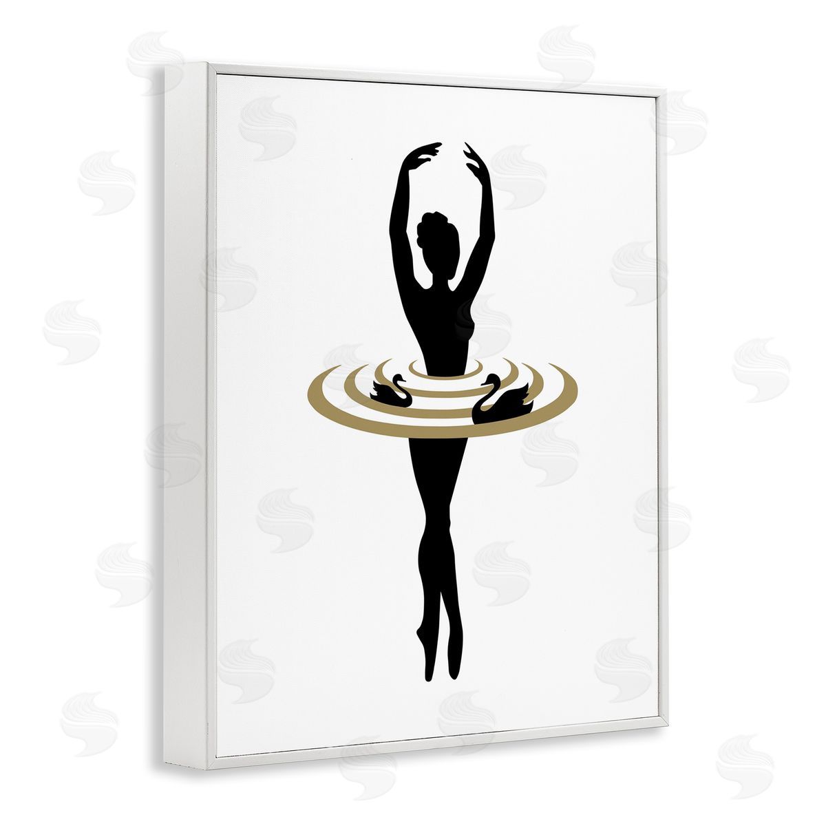 Bellassai Art Ballerina Dance Silhouette White Frame Giclee Wall Art Print