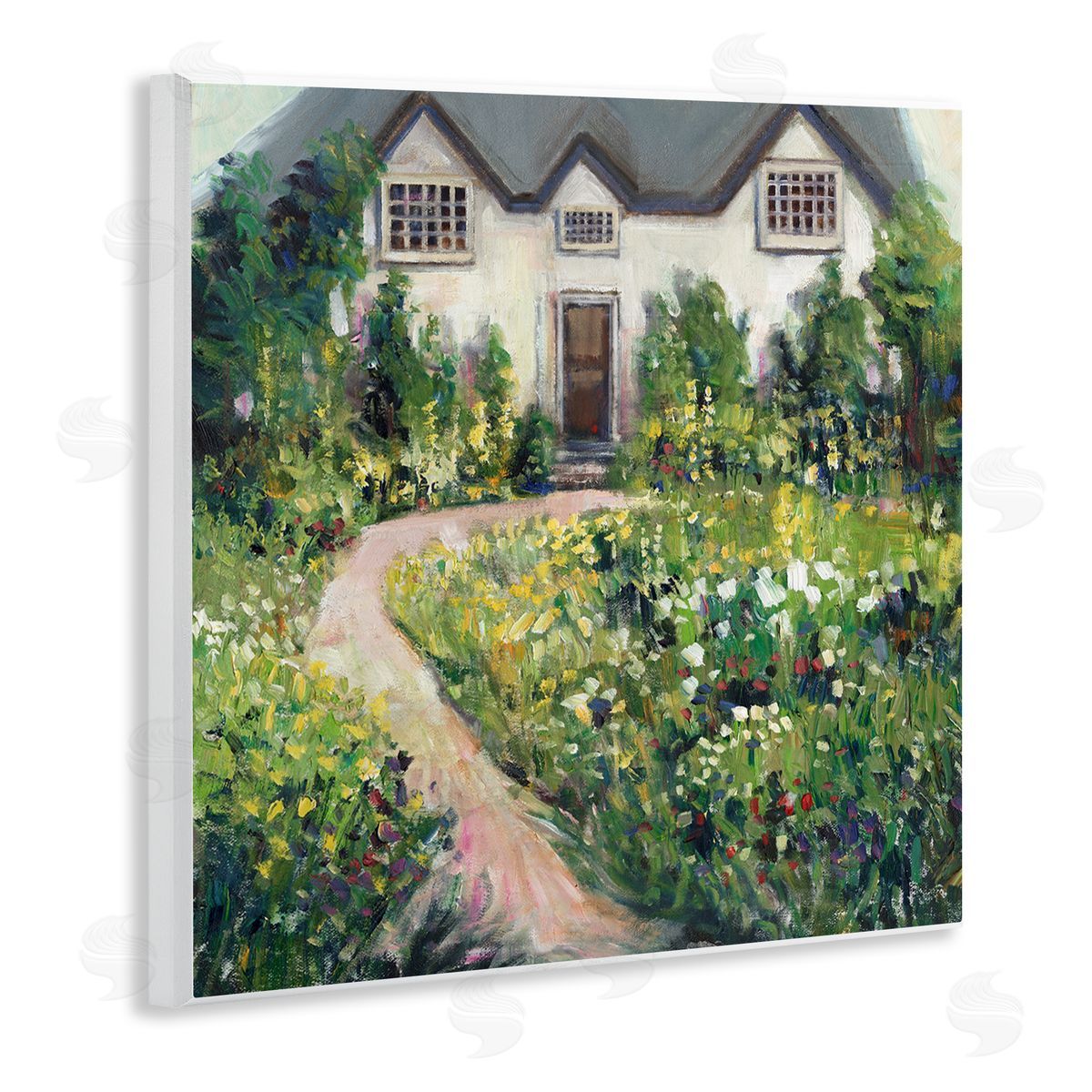Rural Floral Cottage Garden Blooms Wood Plaque Wall Art, Home Decor by Tim OToole