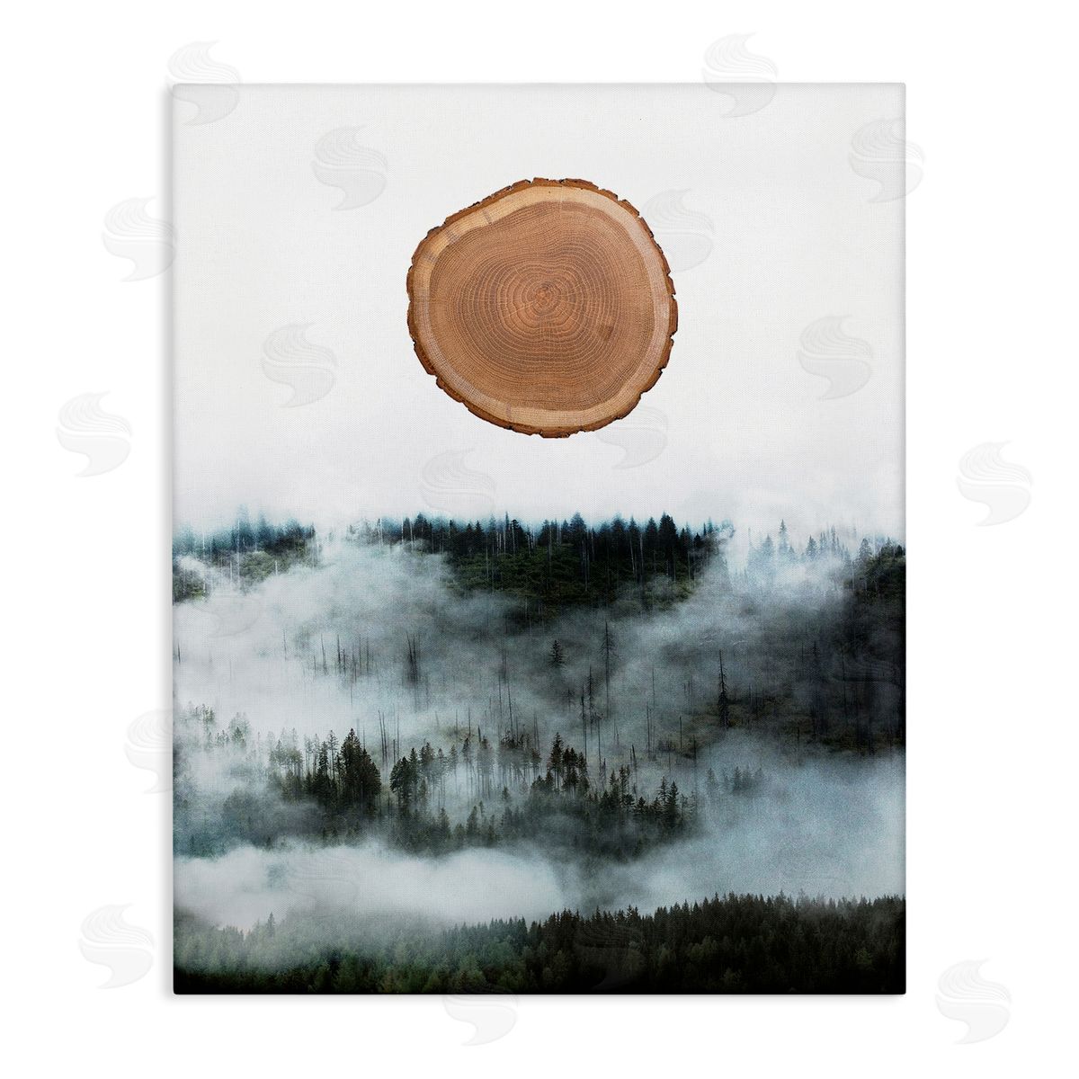 Bellassai Art Tree Trunk Foggy Mountain Canvas Wall Art Print