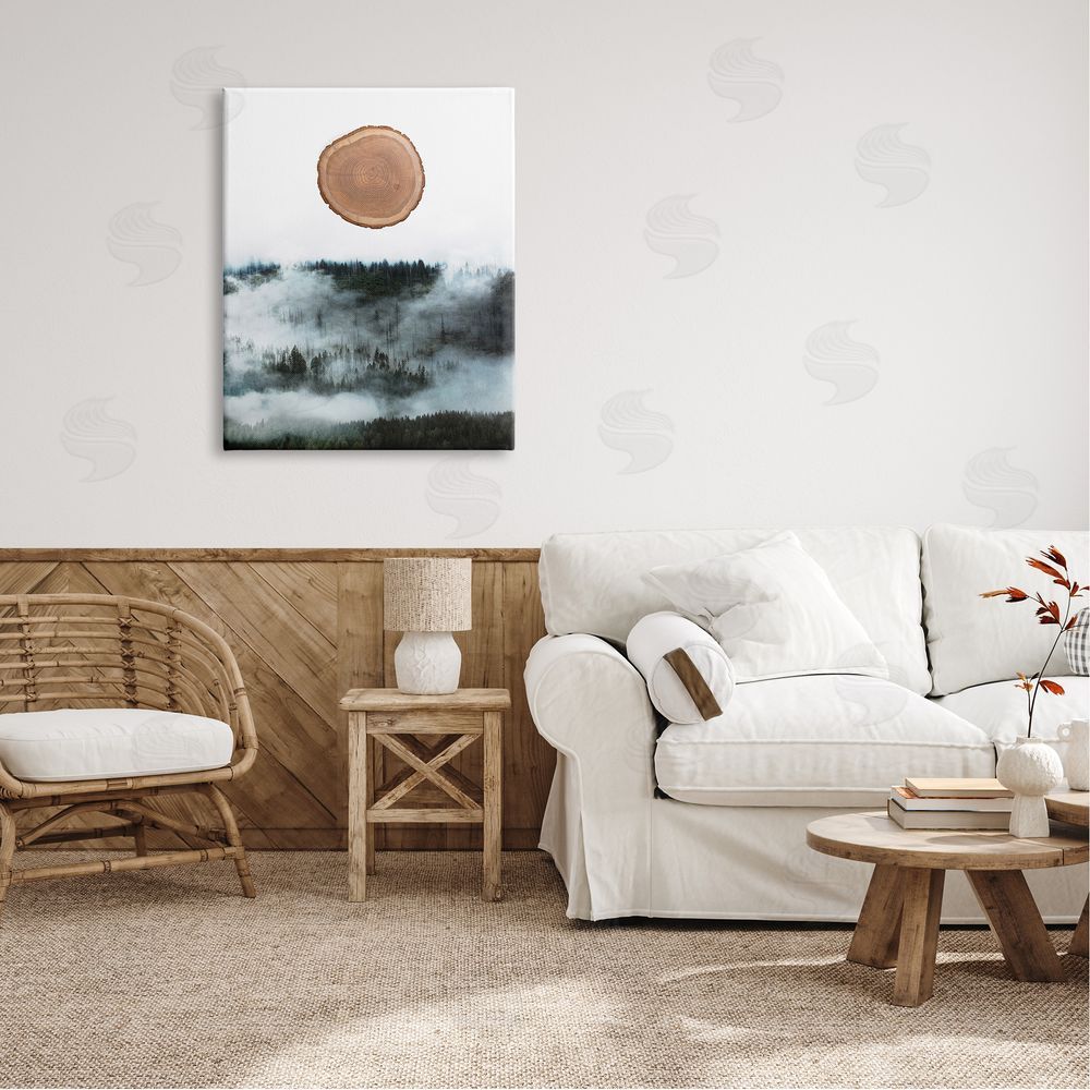 Bellassai Art Tree Trunk Foggy Mountain Canvas on Wall