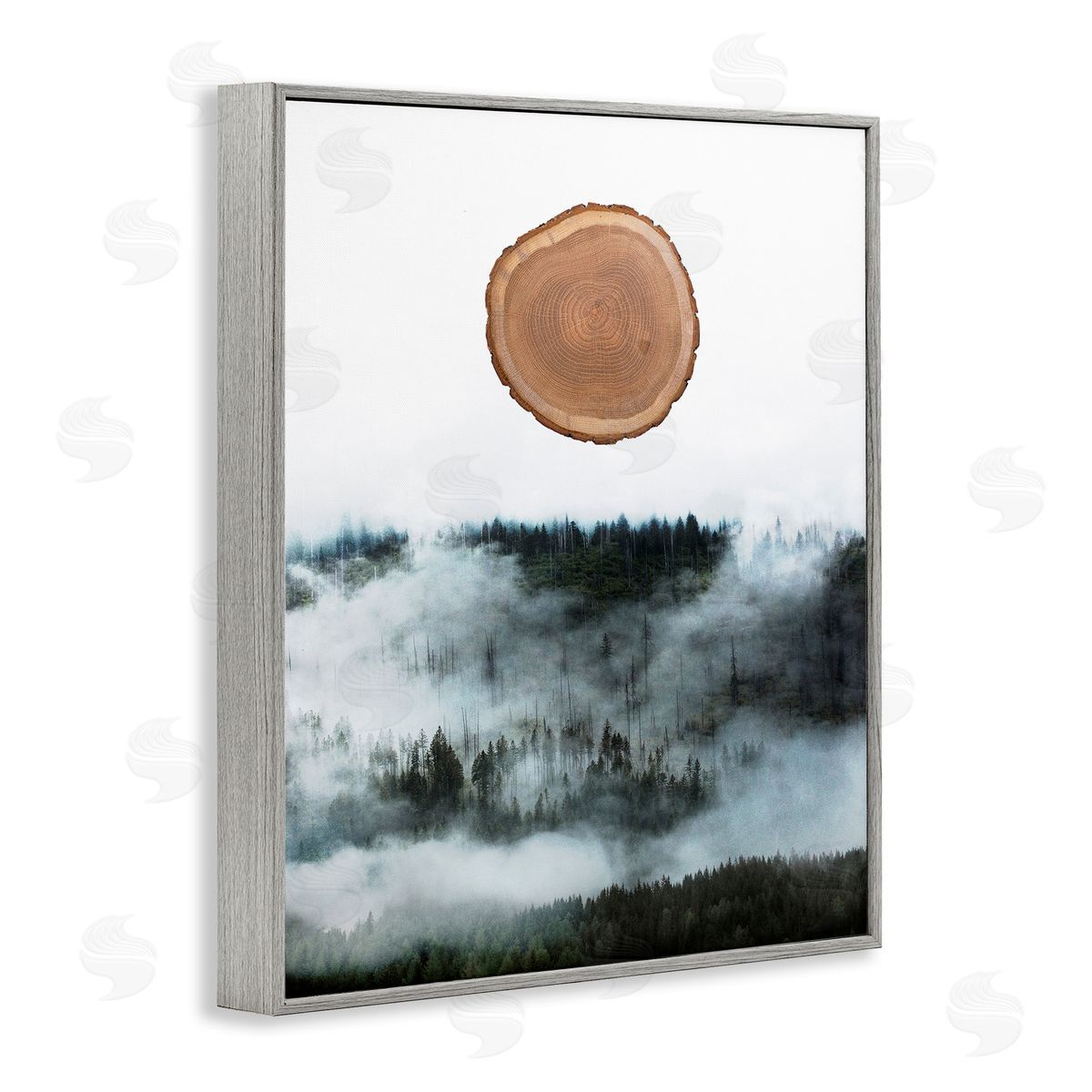 Bellassai Art Tree Trunk Foggy Mountain Gray Frame Giclee Wall Art Print