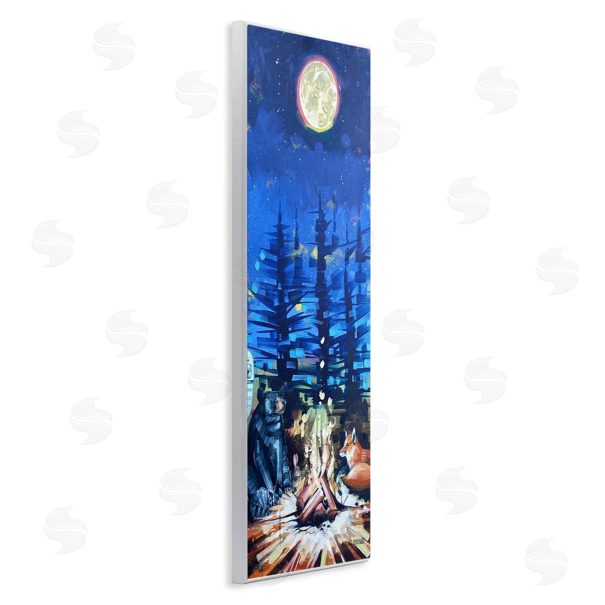 Wildlife Camper Animls & Bonfire Wood Plaque Wall Art, Home Decor by McKenna Kornowski