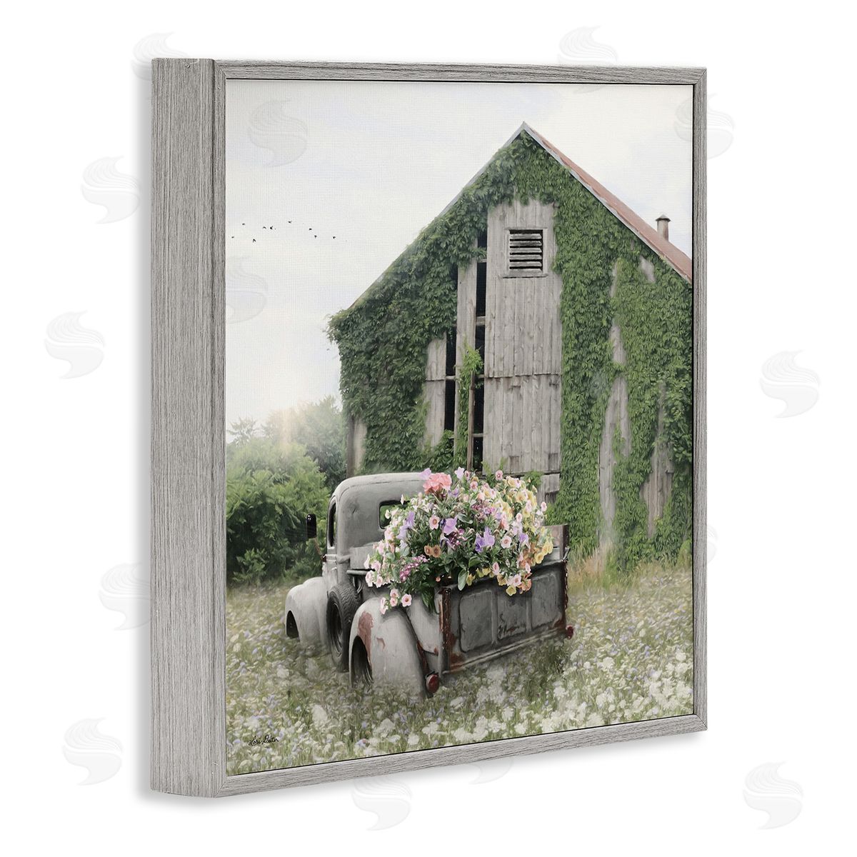 Magical Farmhouse Barn with Vines Grey Frame Print Wall Art, Home Decor by Lori Deiter