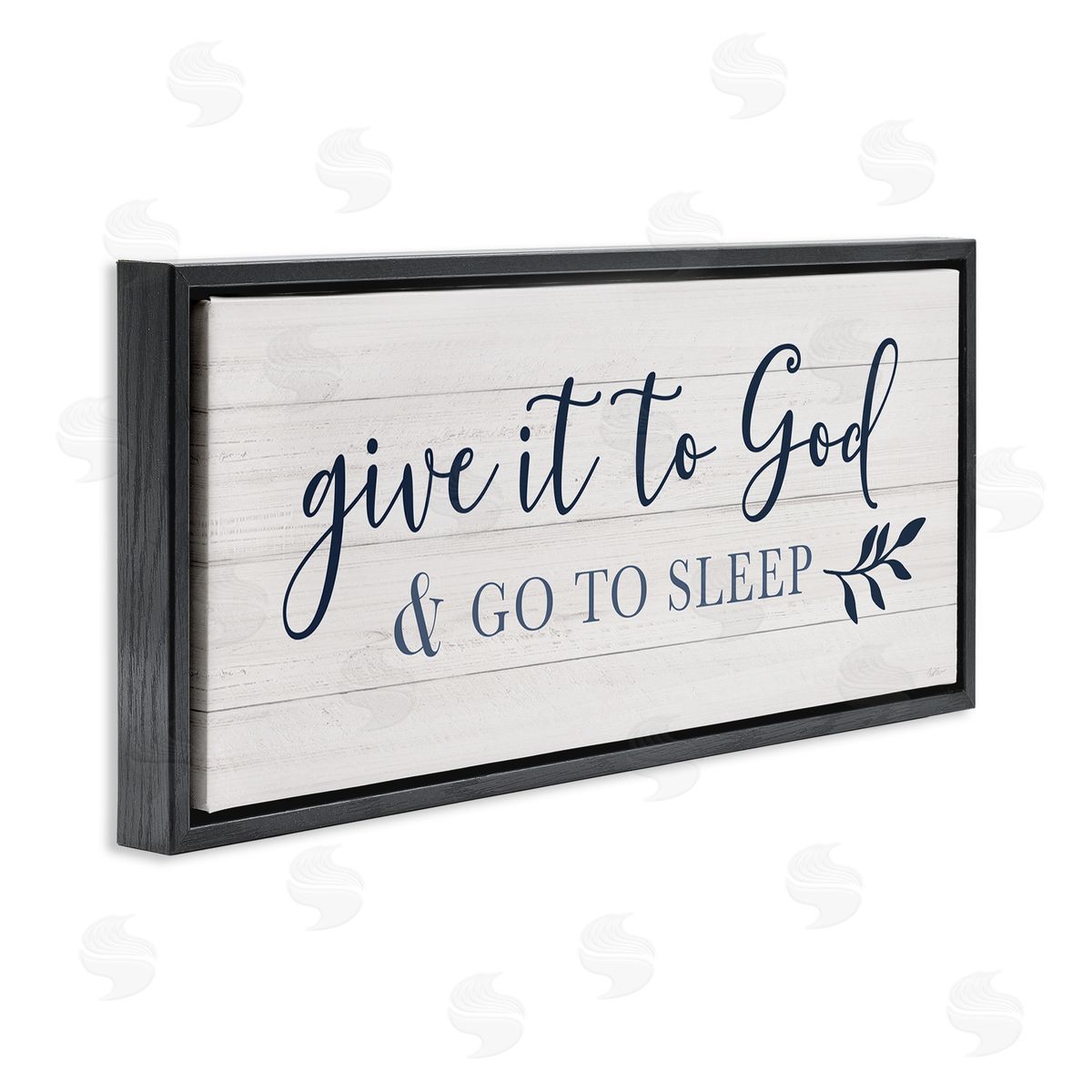Give to God & Sleep Motivational Bedtime Black Floating Frame Canvas Wall Art, Home Decor by Natalie Carpentieri