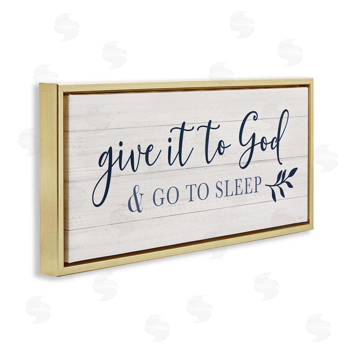 Give to God & Sleep Motivational Bedtime Gold Floating Frame Canvas Wall Art, Home Decor by Natalie Carpentieri