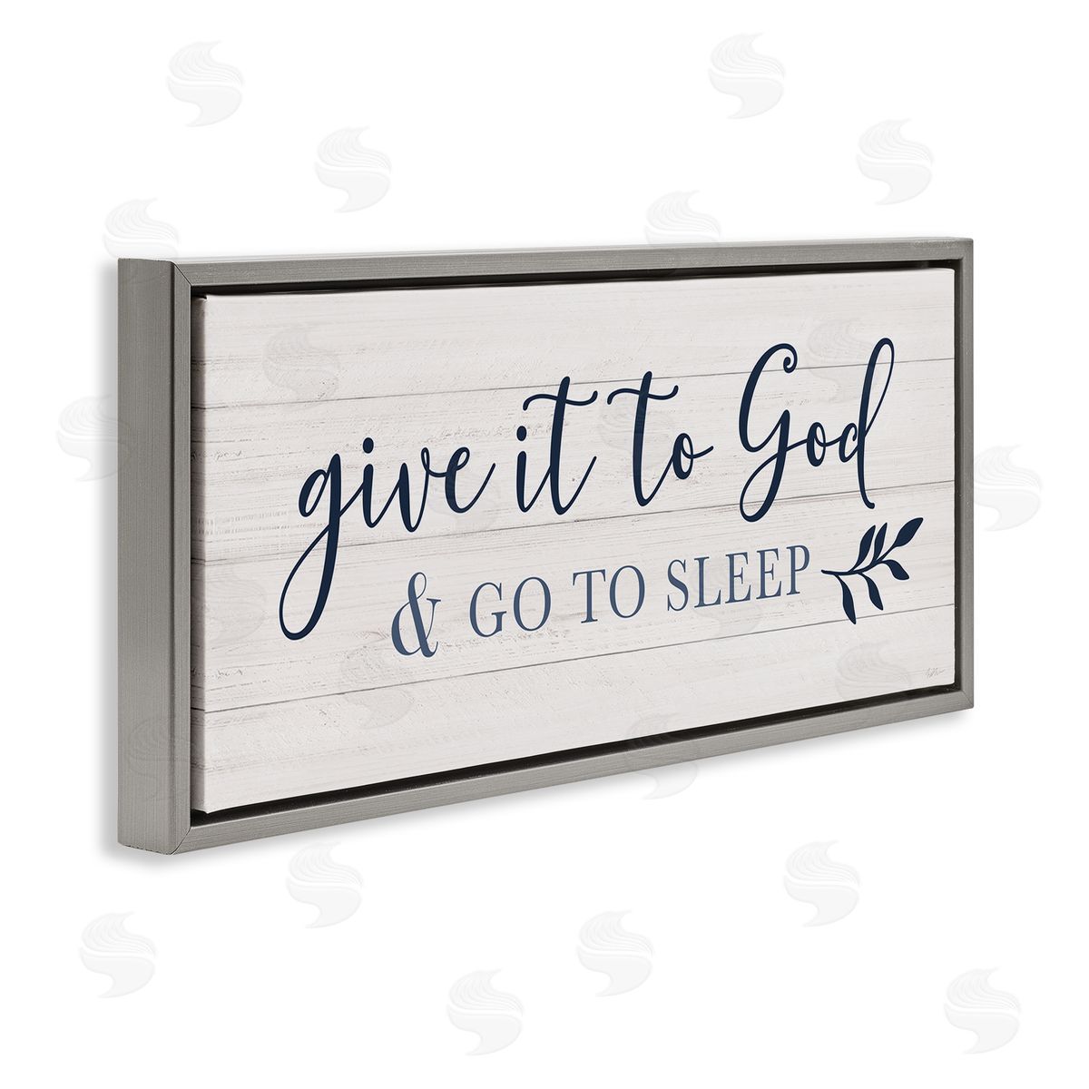 Give to God & Sleep Motivational Bedtime Grey Floating Frame Canvas Wall Art, Home Decor by Natalie Carpentieri
