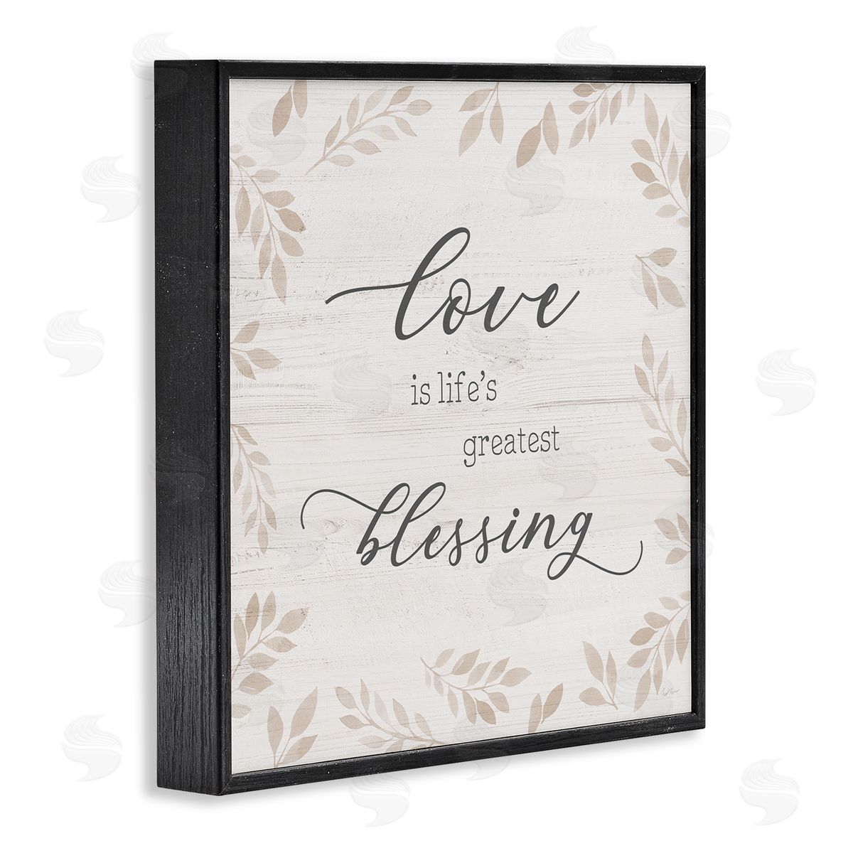 Natalie Carpentieri Love Is Greatest Blessing Motivational Phrase Brown Plant Leaves Black Framed Glicee Wall Art Print