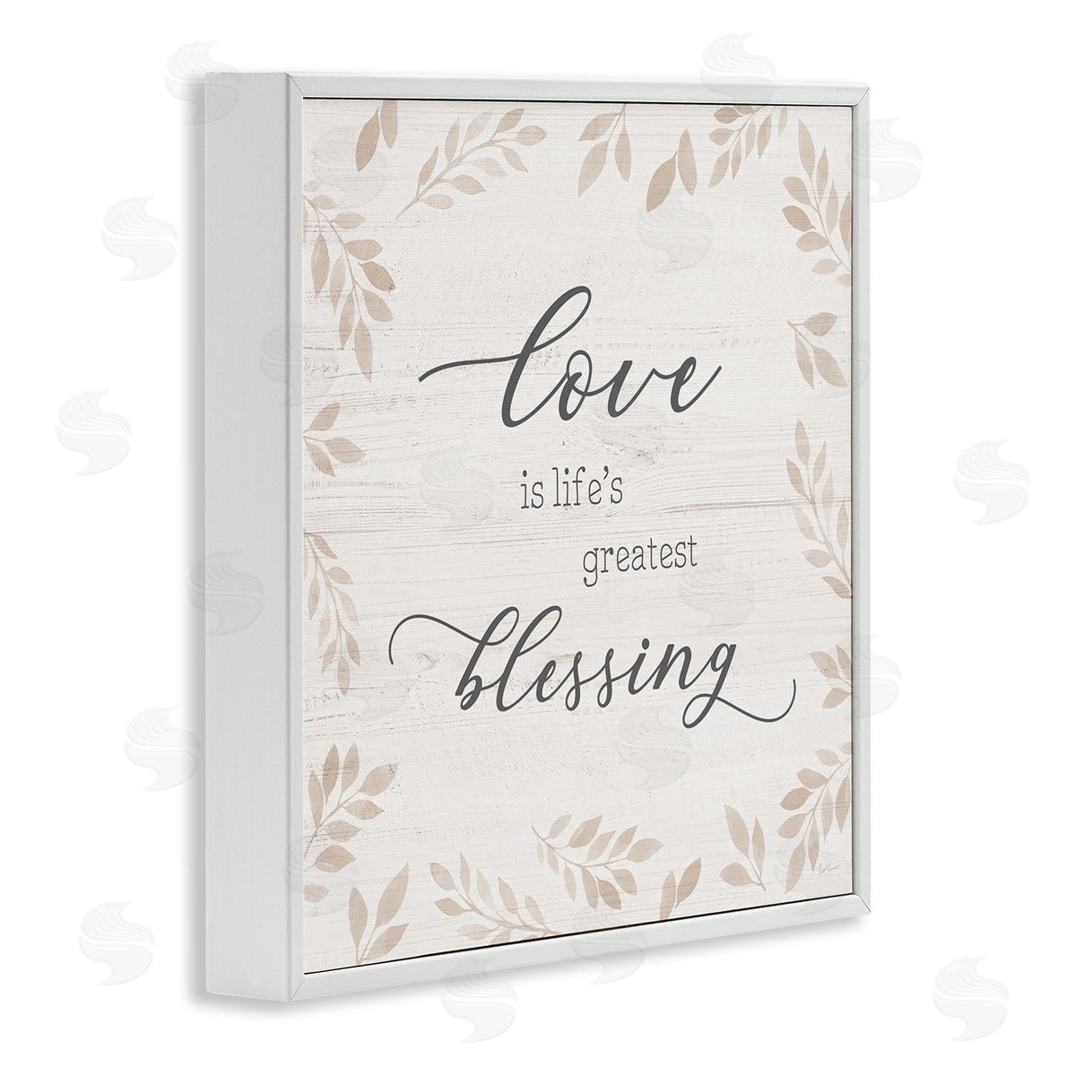 Natalie Carpentieri Love Is Greatest Blessing Motivational Phrase Brown Plant Leaves White Framed Glicee Wall Art Print