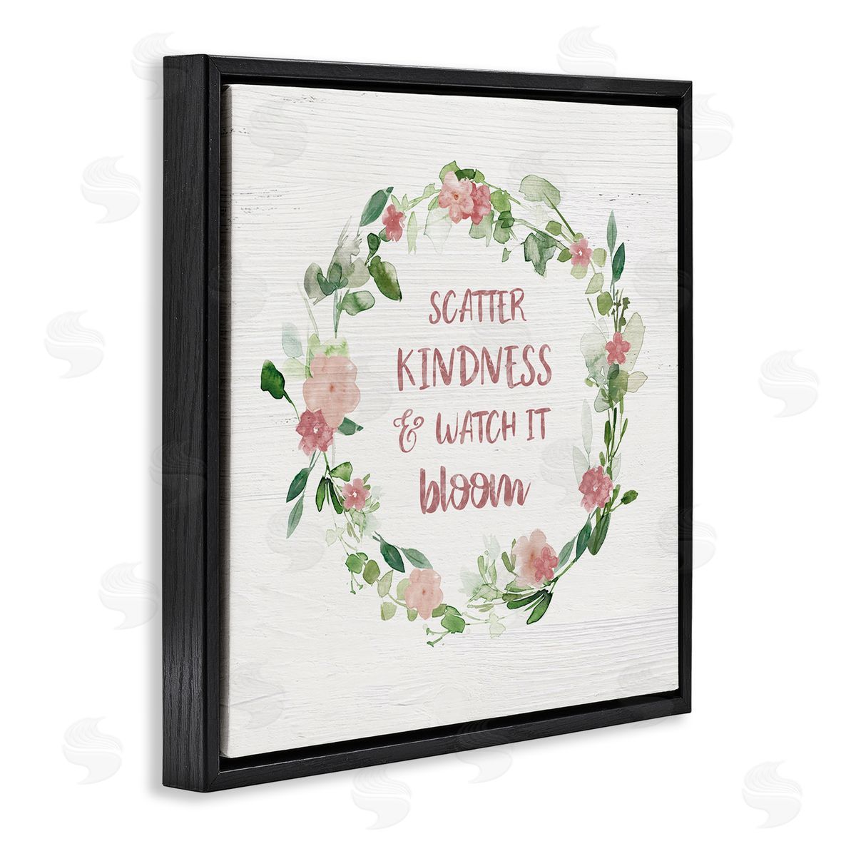 Carol Robinson Scatter Kindness Watch Bloom Motivational Spring Phrase Roses Black Floating Frame Canvas Wall Art Print