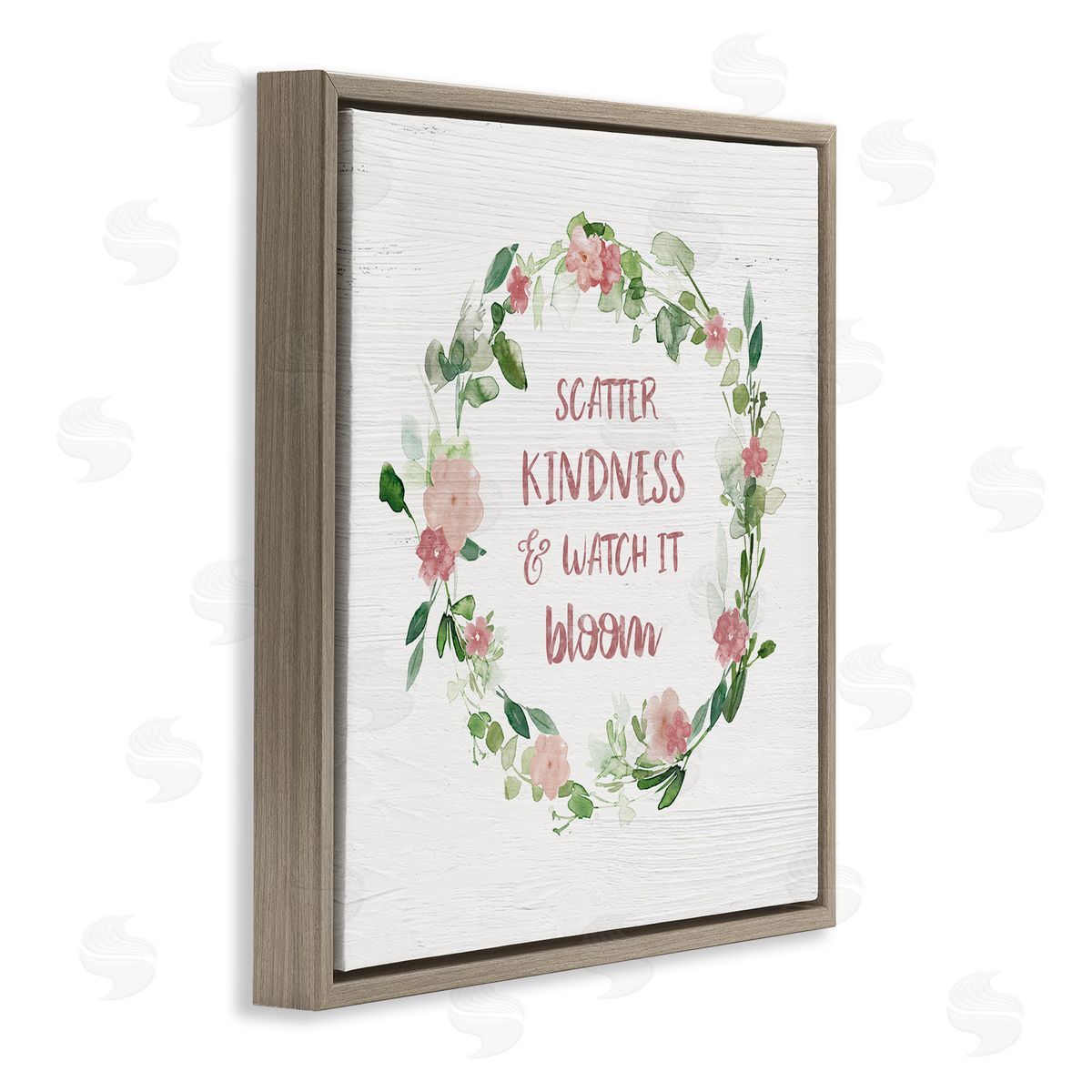 Carol Robinson Scatter Kindness Watch Bloom Motivational Spring Phrase Roses Brown Floating Frame Canvas Wall Art Print