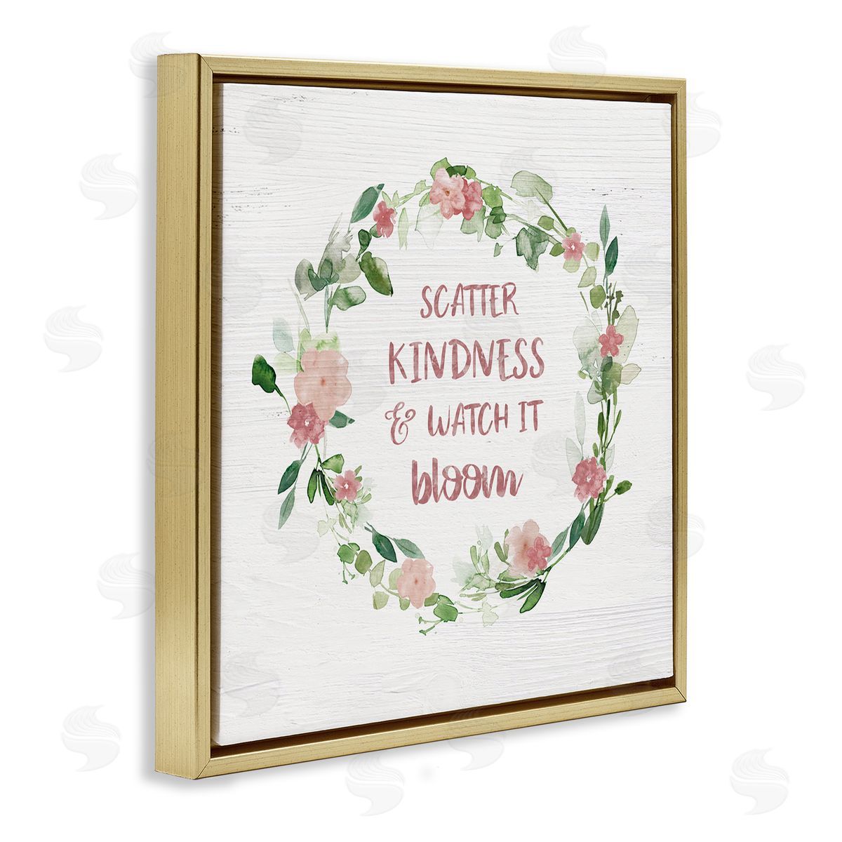 Carol Robinson Scatter Kindness Watch Bloom Motivational Spring Phrase Roses Gold Floating Frame Canvas Wall Art Print