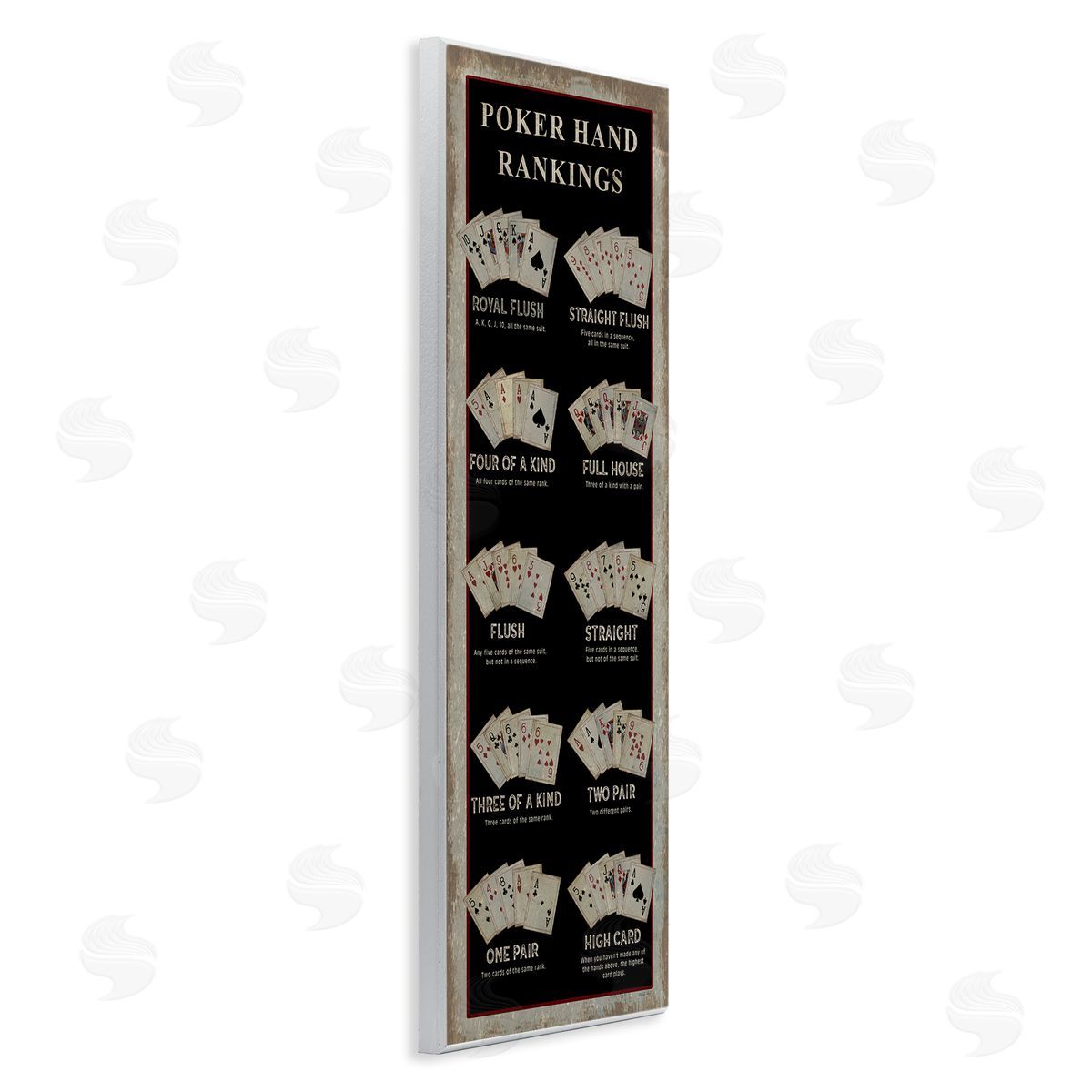 Poker Hand Rankings Casino Wood Plaque Wall Art, Home Decor by Cindy Jacobs