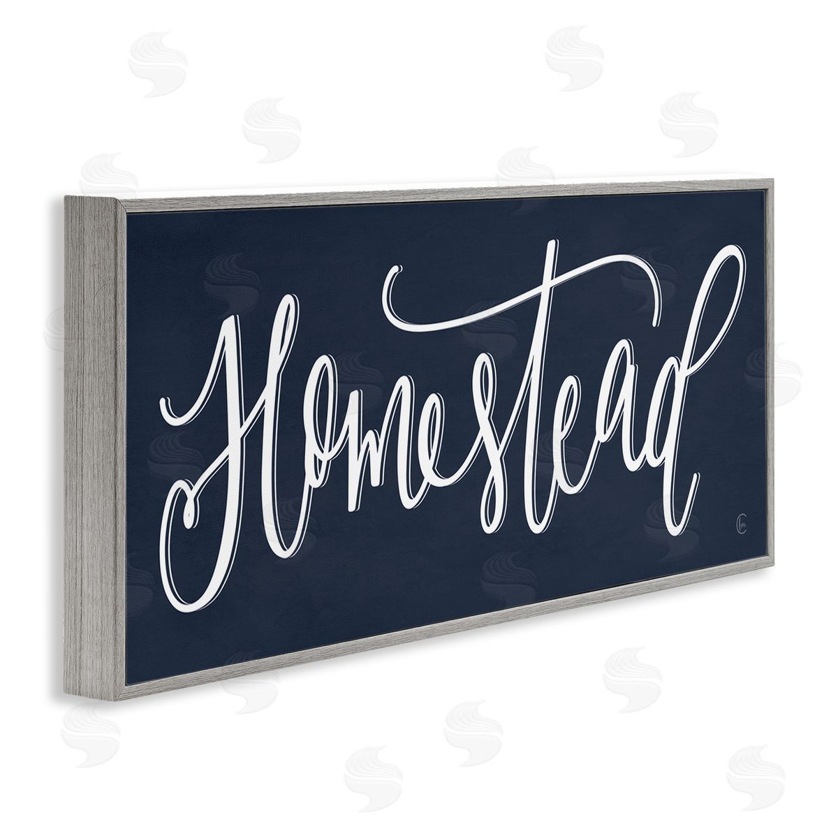 Navy Blue Homestead Phrase Grey Frame Print Wall Art, Home Decor by House Fenway