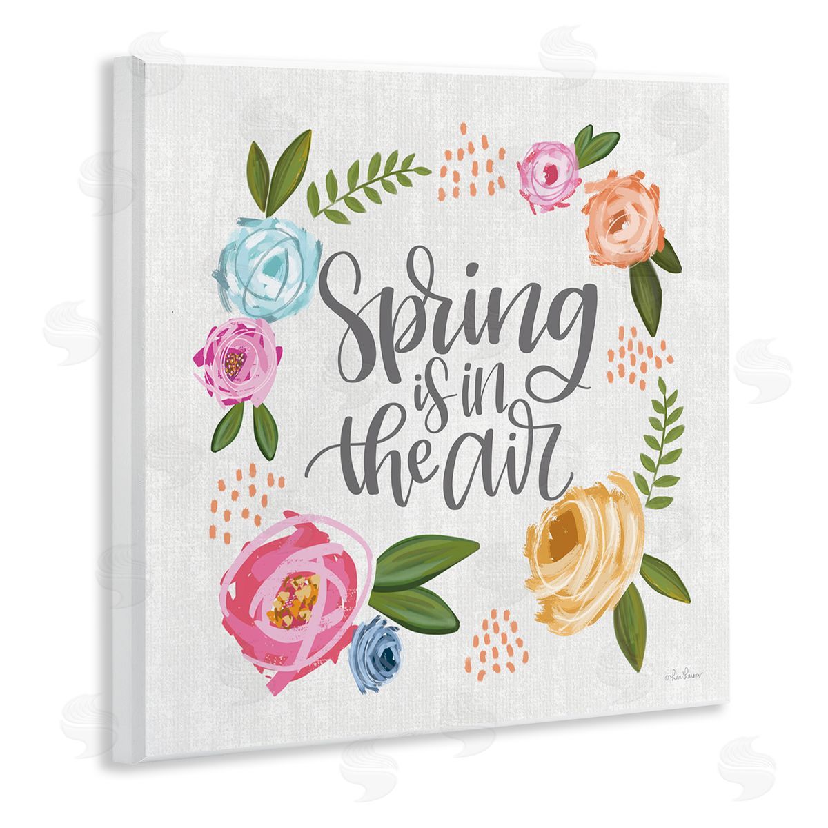 Lisa Larson Spring's in the Air Motivational Phrase Abstract Blooming Flowers Wooden Wall Plaque Art Print