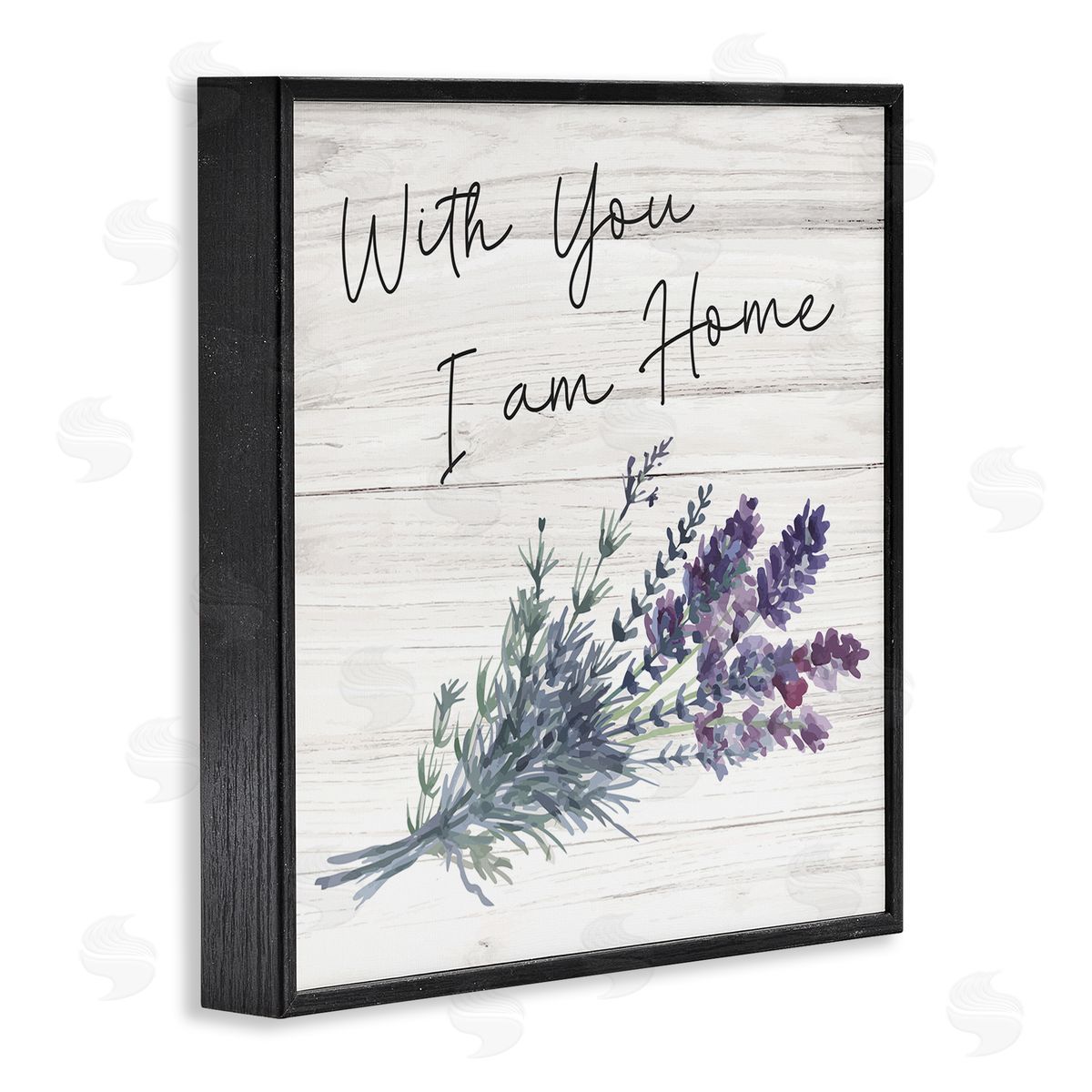 Nicole DeCamp With You I'm Home Inspirational Family Sign Blue Hyacinth Florals Black Framed Glicee Wall Art Print