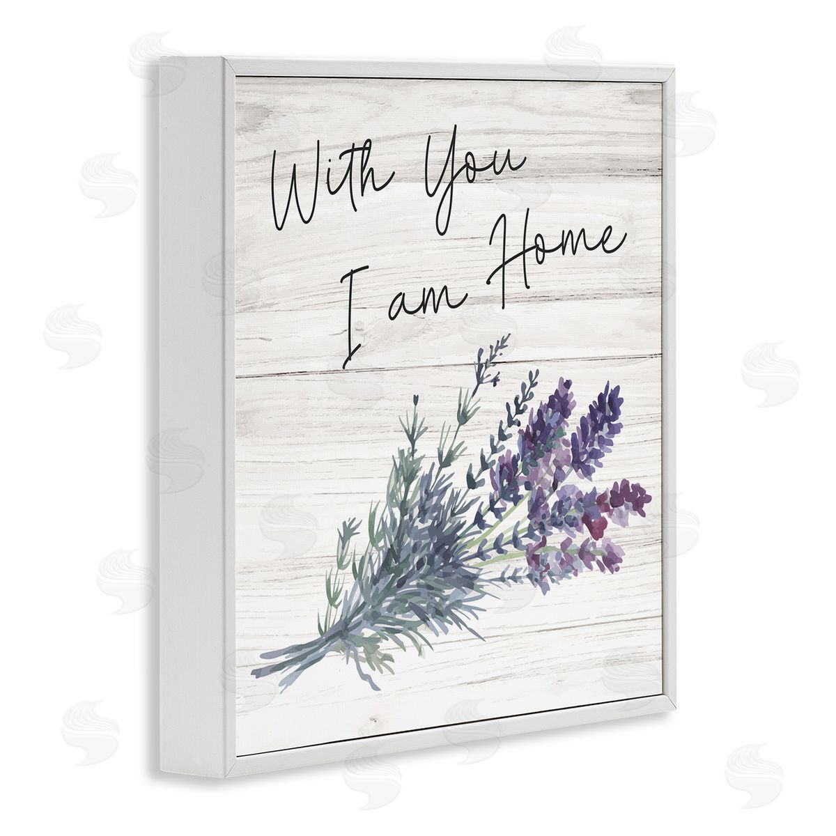 Nicole DeCamp With You I'm Home Inspirational Family Sign Blue Hyacinth Florals White Framed Glicee Wall Art Print