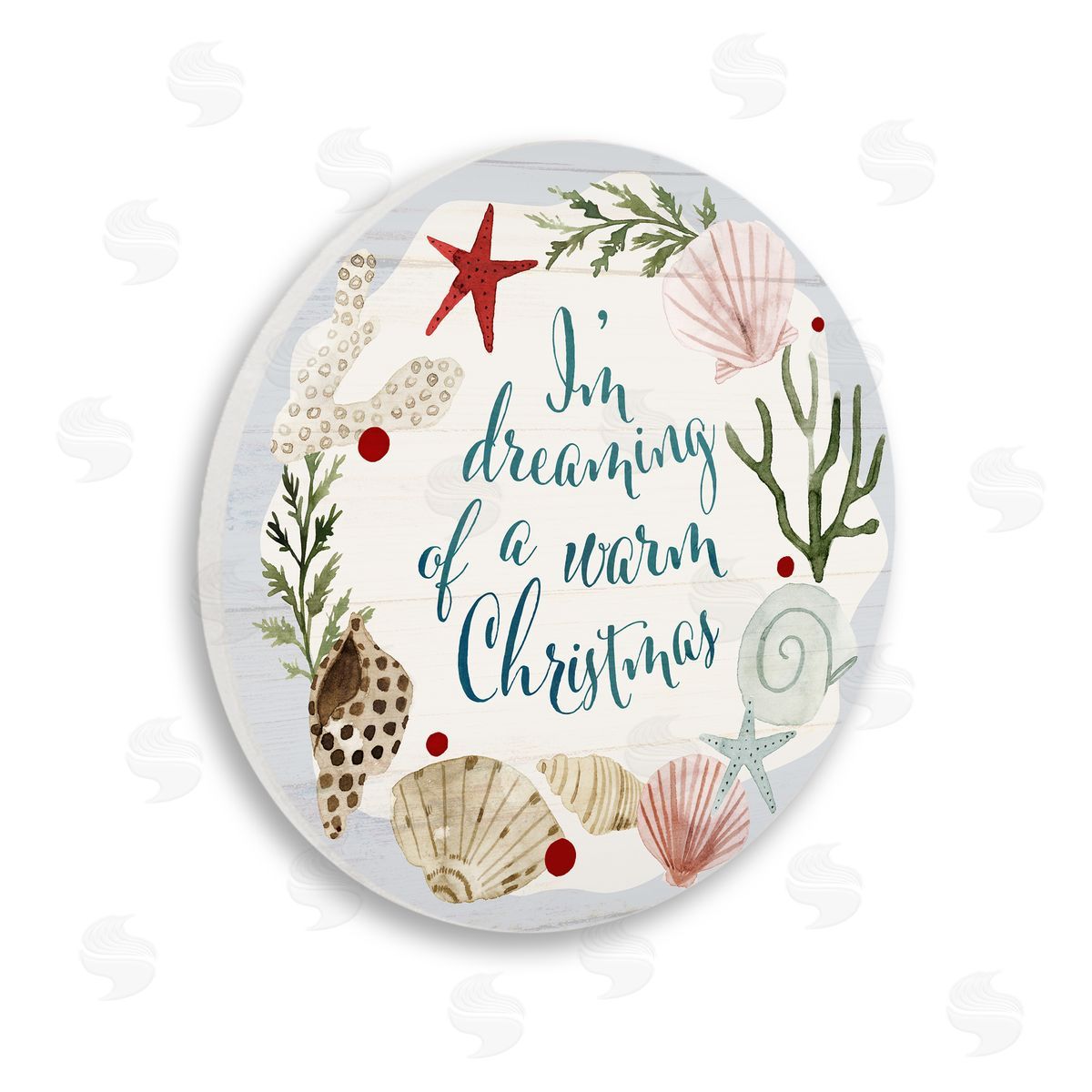 Victoria Barnes Dreaming of Warm Christmas Nautical Beach Holiday Phrase Wooden Wall Plaque Art Print