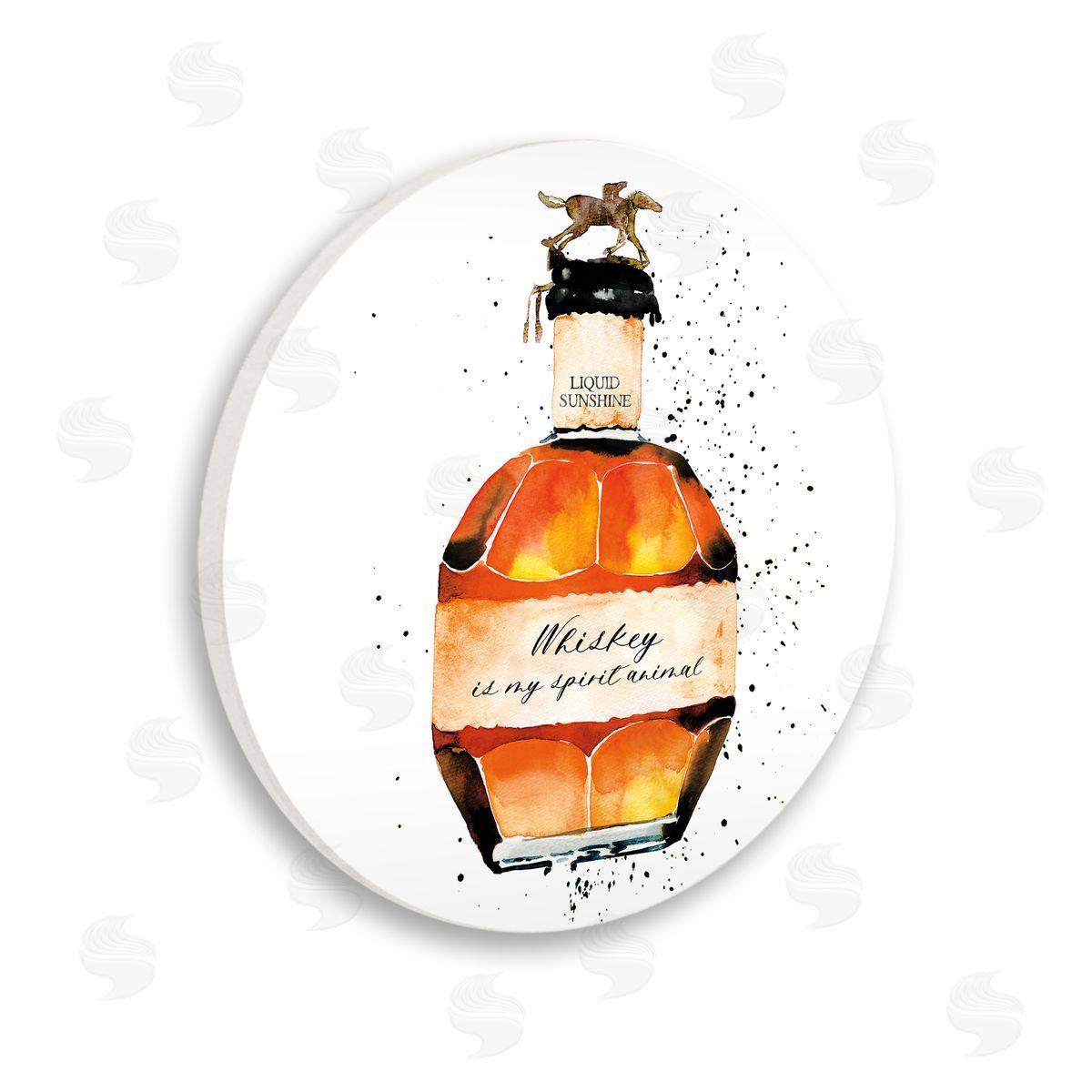 Mercedes Lopez Charro Whiskey is My Spirit Animal Quote Liquor Bottle Wooden Wall Plaque Art Print