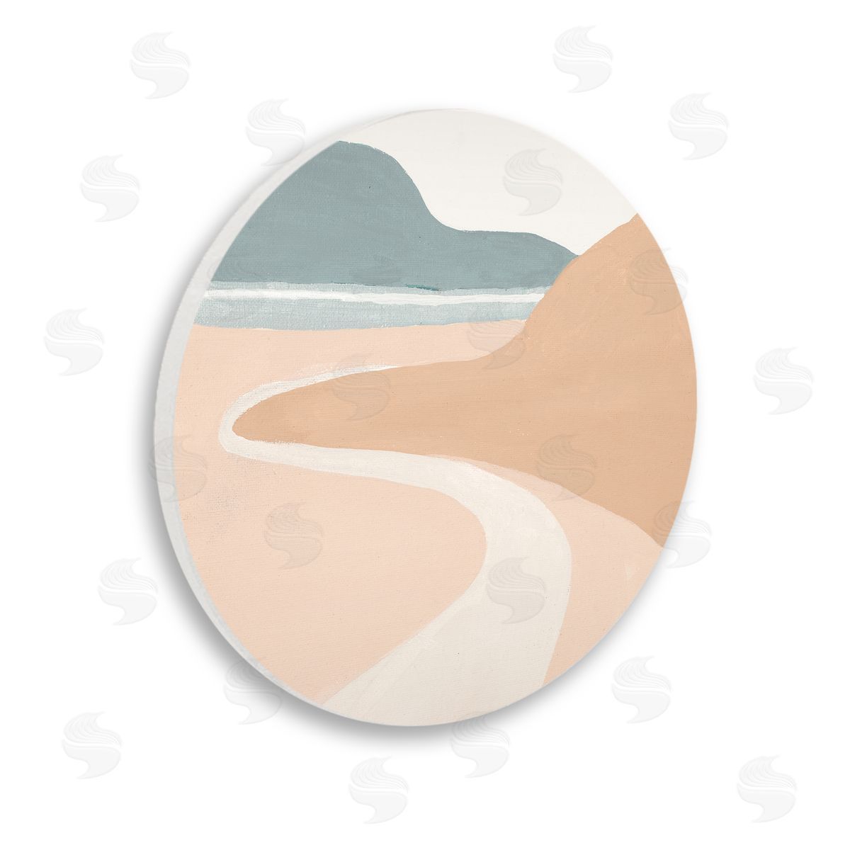 Patricia Pinto Abstract Southwestern Coastal Path Landscape Tan Blue Wooden Wall Plaque Art Print