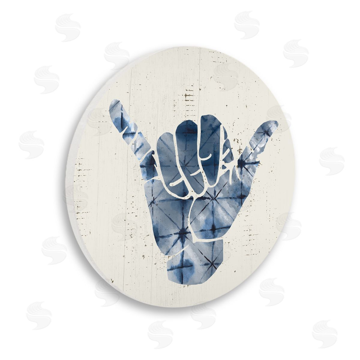 Stupell Studio Abstract Shaka Sign Surfing Hand Gesture Geometric Pattern Wooden Wall Plaque Art Print