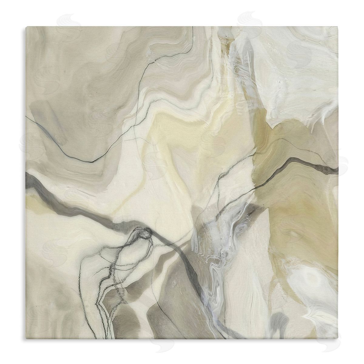 Alpenglow Workshop Intricate Abstract Marble Geode Pattern Modern Beige Stretched Canvas Wall Art Print