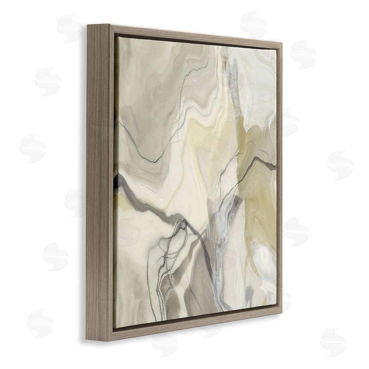 Alpenglow Workshop Intricate Abstract Marble Geode Pattern Modern Beige Brown Floating Frame Canvas Wall Art Print