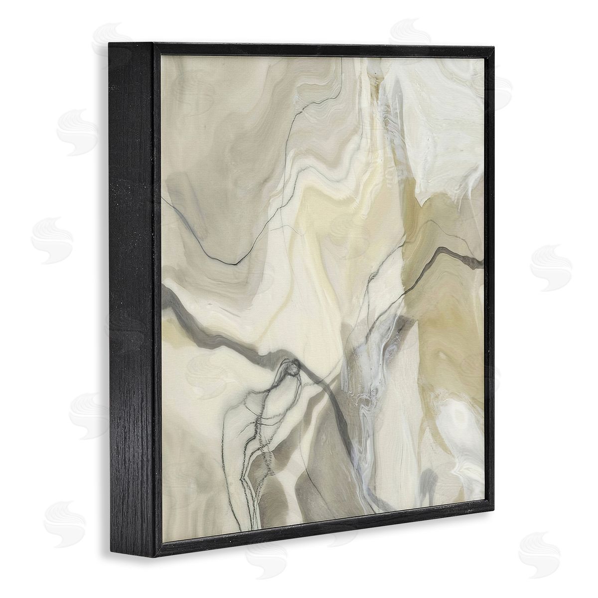 Alpenglow Workshop Intricate Abstract Marble Geode Pattern Modern Beige Black Framed Glicee Wall Art Print