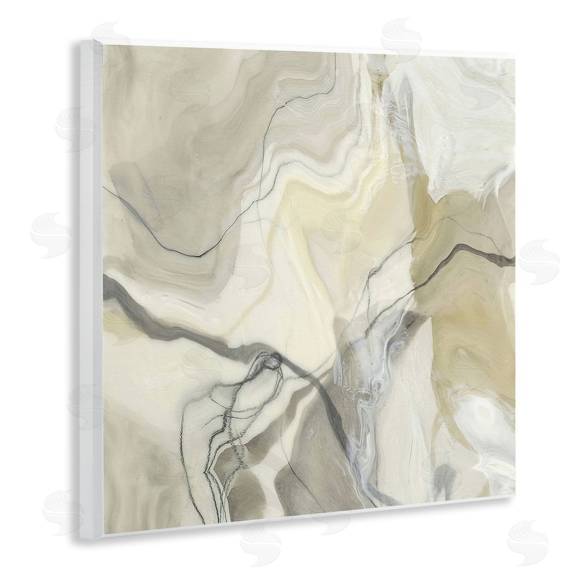 Alpenglow Workshop Intricate Abstract Marble Geode Pattern Modern Beige Wooden Wall Plaque Art Print