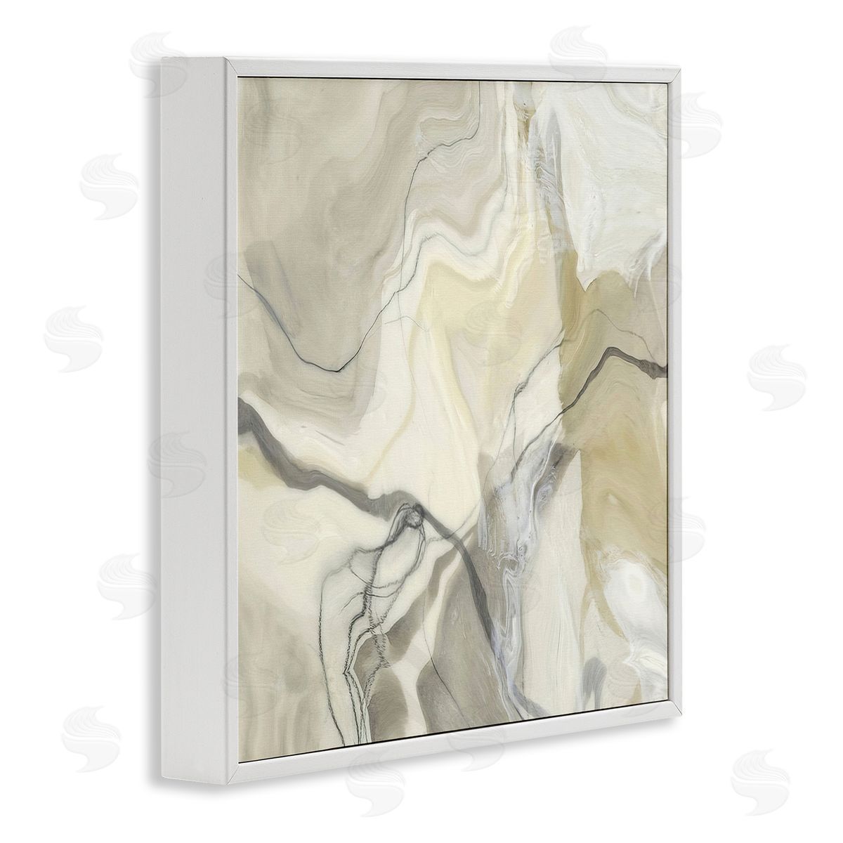 Alpenglow Workshop Intricate Abstract Marble Geode Pattern Modern Beige White Framed Glicee Wall Art Print