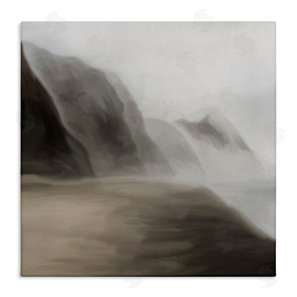 JJ Design House LLC Serene Mountain Landscape Foggy Abstract Clouds Stretched Canvas Wall Art Print