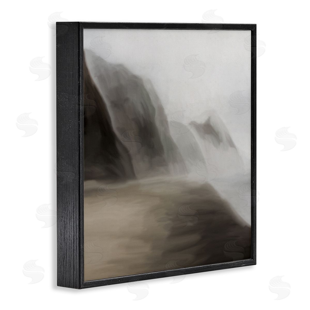 JJ Design House LLC Serene Mountain Landscape Foggy Abstract Clouds Black Framed Glicee Wall Art Print
