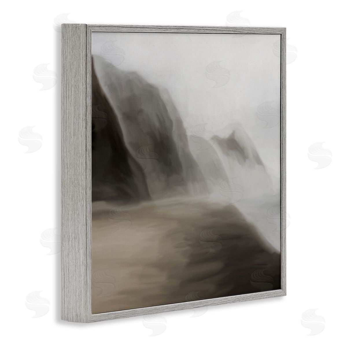 JJ Design House LLC Serene Mountain Landscape Foggy Abstract Clouds Gray Framed Glicee Wall Art Print