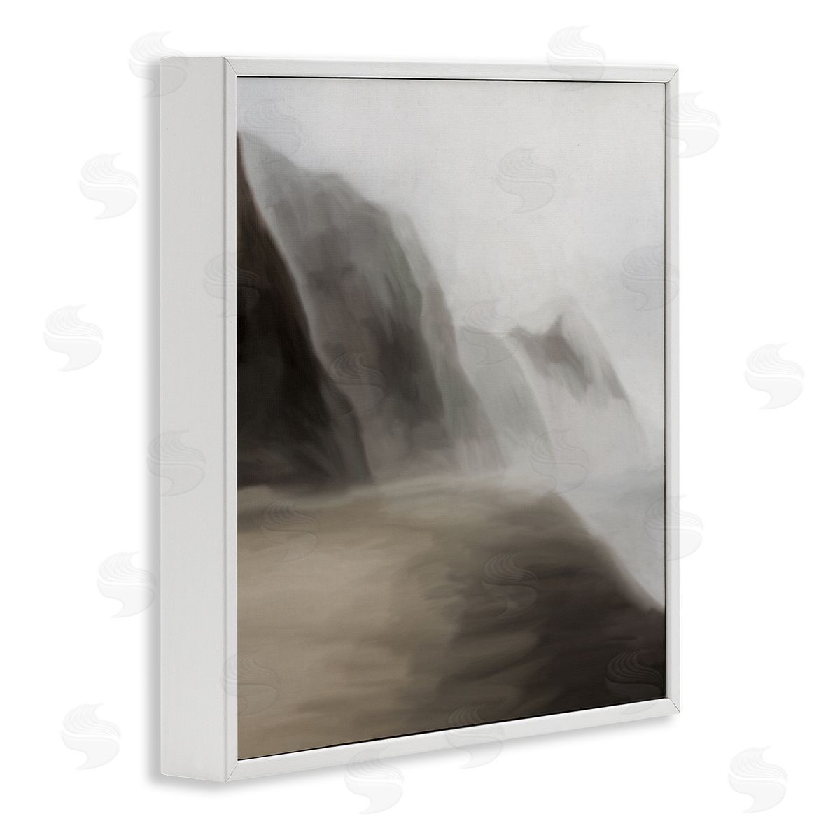 JJ Design House LLC Serene Mountain Landscape Foggy Abstract Clouds White Framed Glicee Wall Art Print