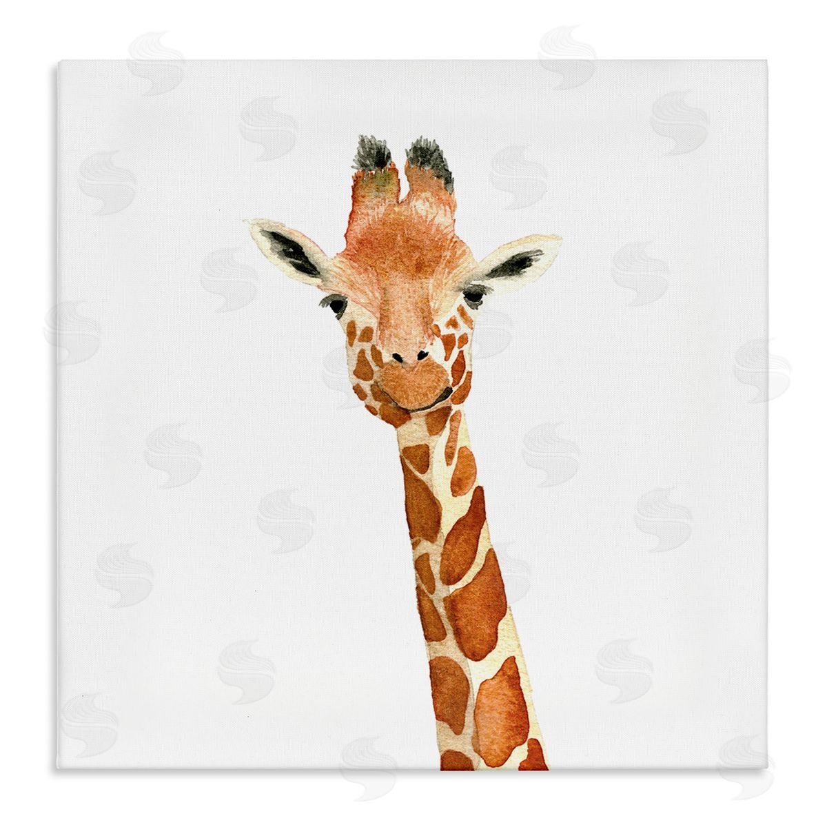 Amanda Houston Simple Smiling Giraffe Head Animal Portrait  Stretched Canvas Wall Art Print