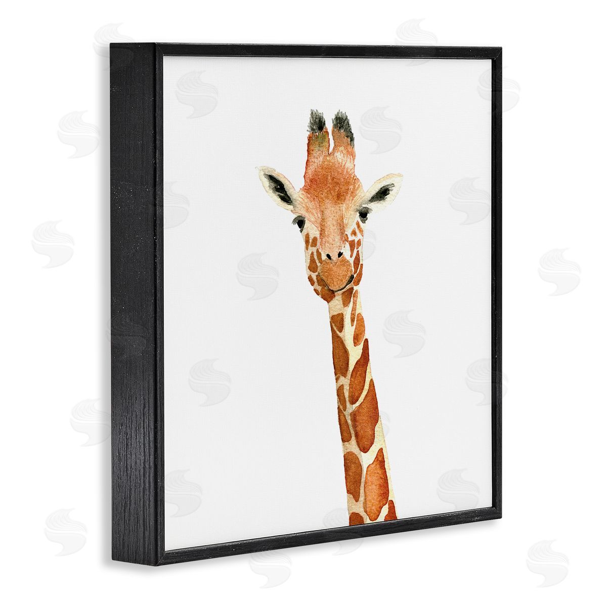 Amanda Houston Simple Smiling Giraffe Head Animal Portrait  Black Framed Glicee Wall Art Print