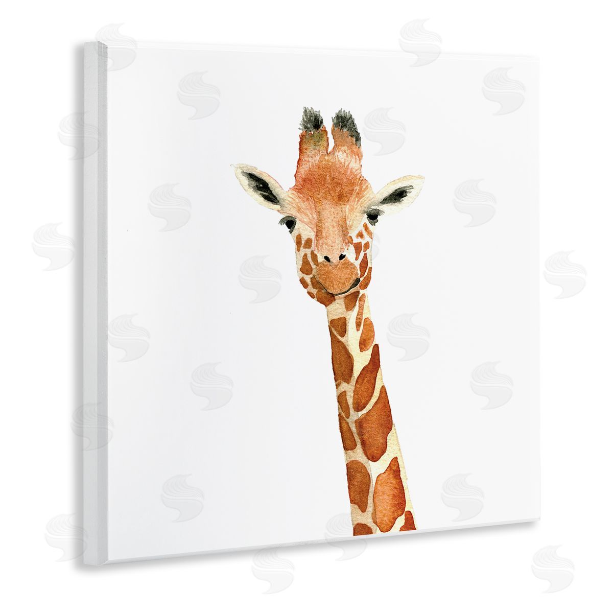 Amanda Houston Simple Smiling Giraffe Head Animal Portrait  Wooden Wall Plaque Art Print