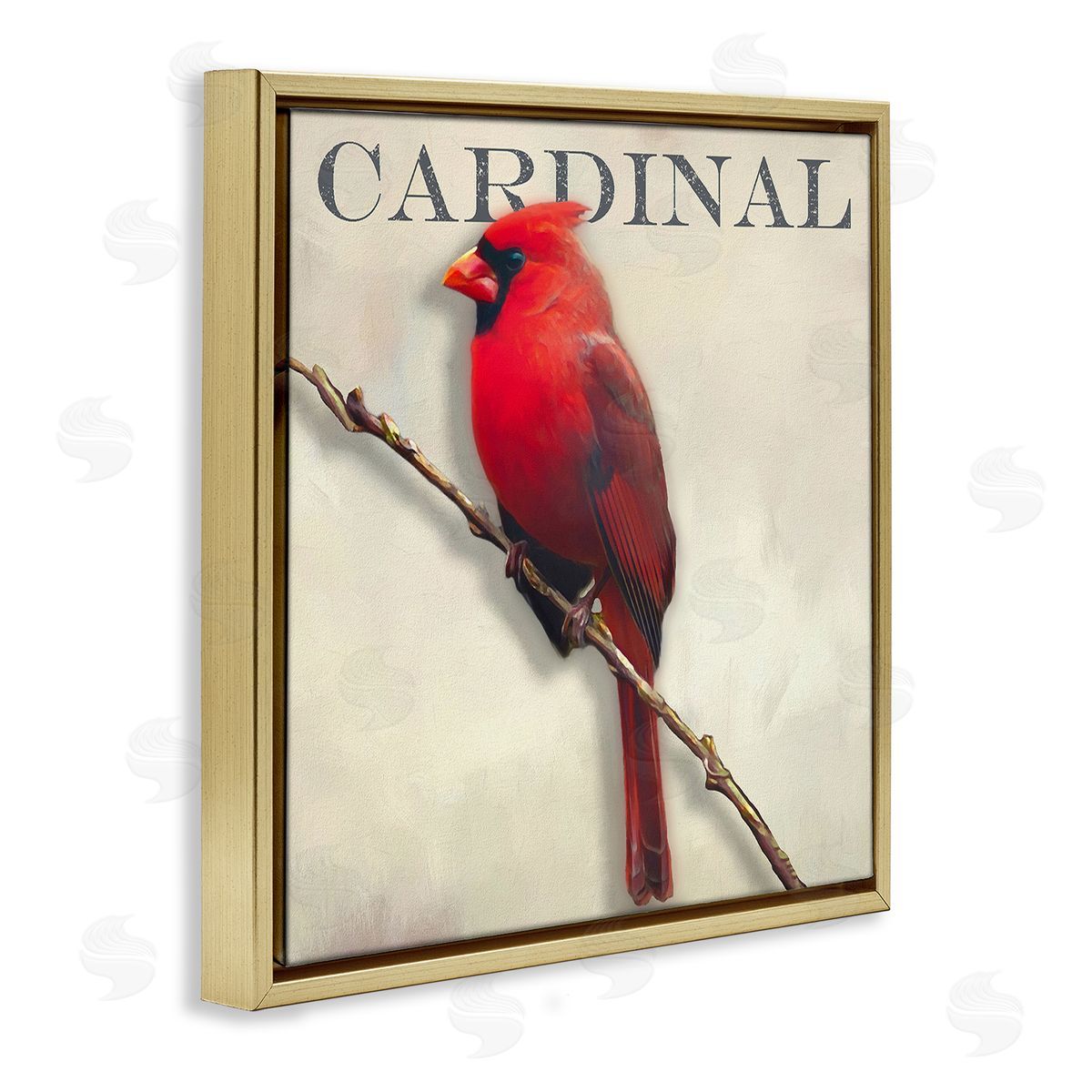 Alpenglow Workshop Bold Red Cardinal Bird Portrait Rustic Text Design Gold Floating Frame Canvas Wall Art Print