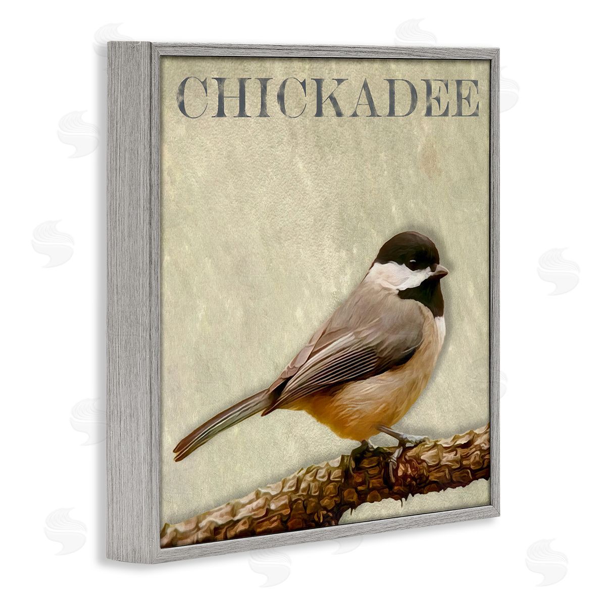 Alpenglow Workshop Chickadee Bird Tree Branch Text Illustration  Gray Framed Glicee Wall Art Print